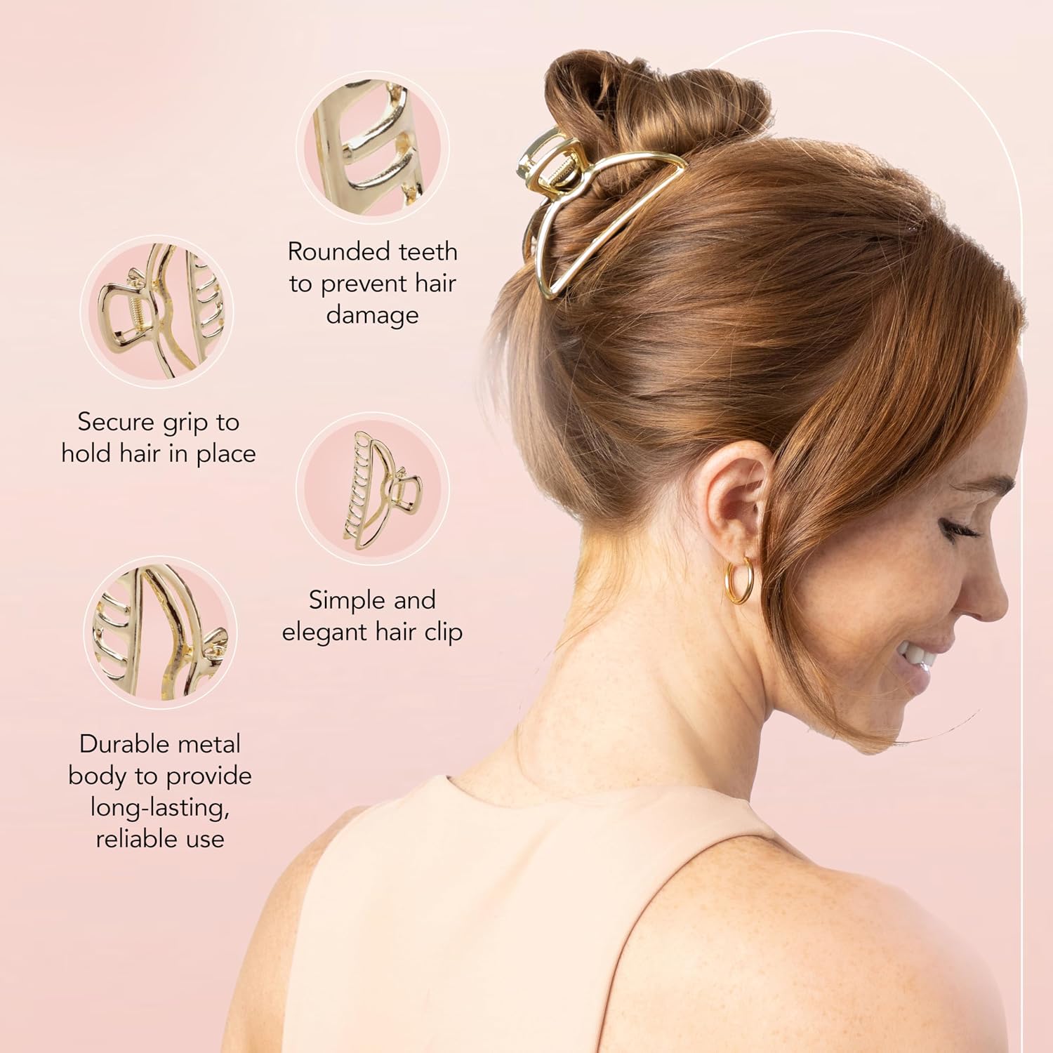 Thumbnail 2 de Kitsch Metal Hair Clips for Women - Durable Gold Claw Clip (1 Pc)