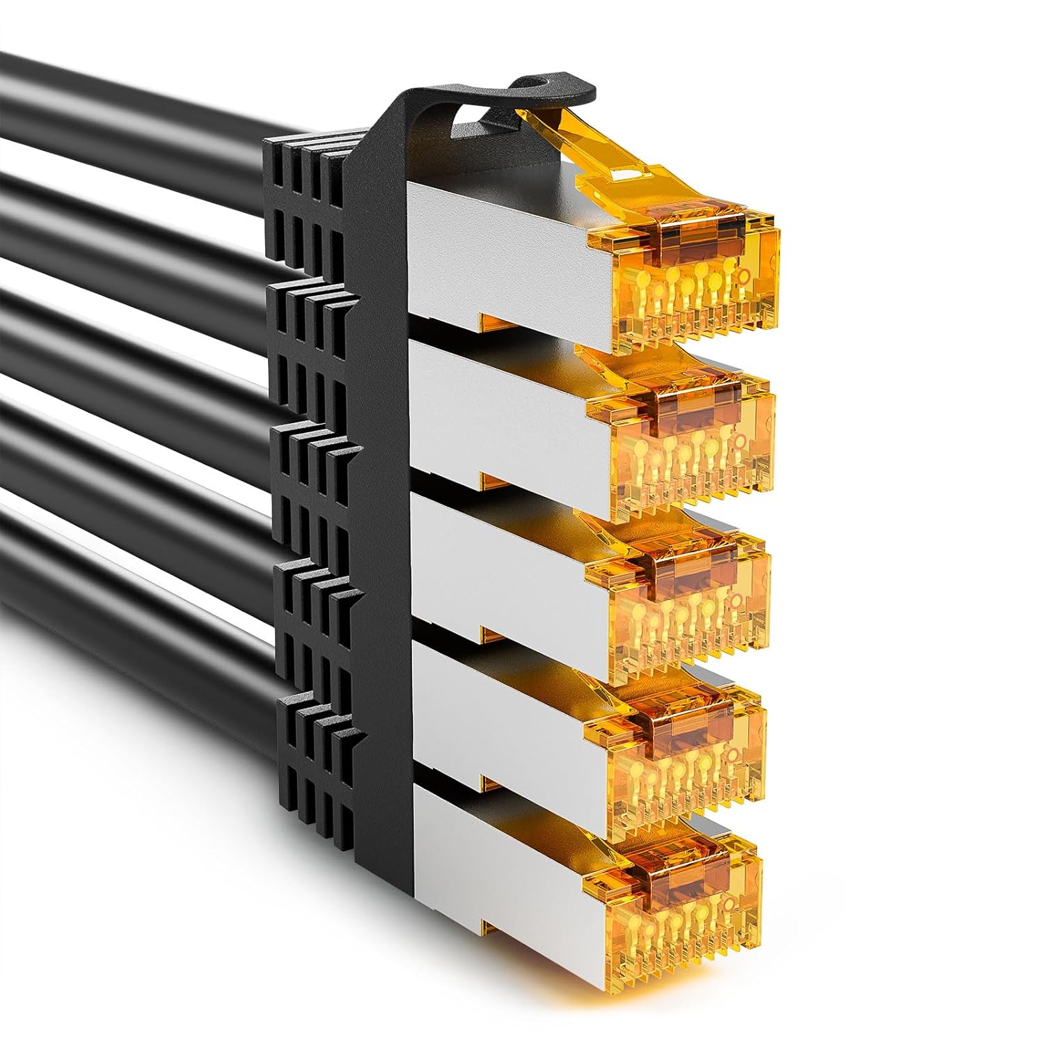 Detalle de iwillink 5x 1m Patchkabel CAT7 – doppelt abgeschirmtes Netzwerkkabel-Set, 10 Gbps