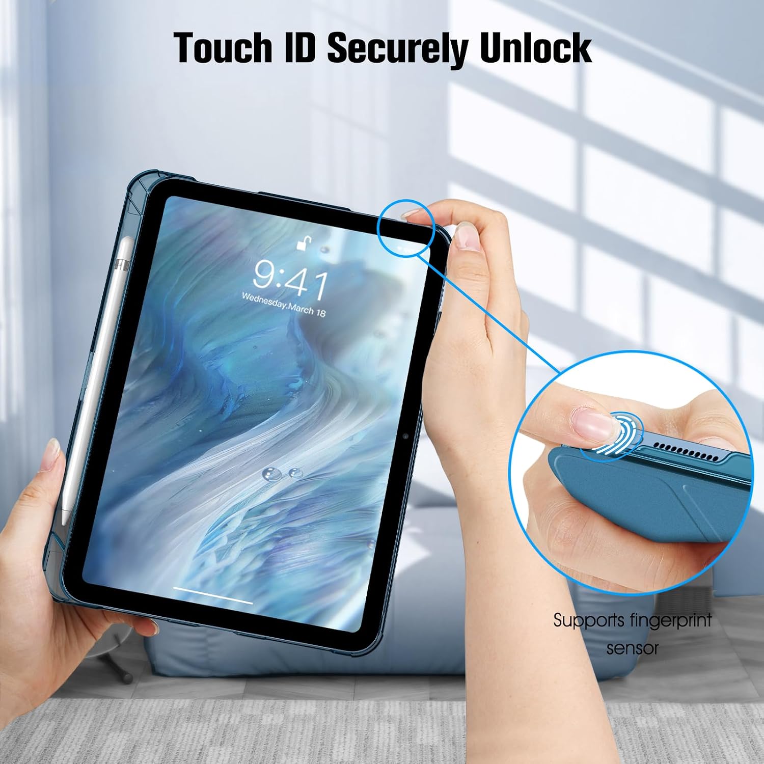 Thumbnail 6 de FINTIE Ultra Slim Case for iPad A16 (11-inch, 2025) and iPad 10th Gen (10.9-inch, 2022) – Midnight Blue with Pencil Holder