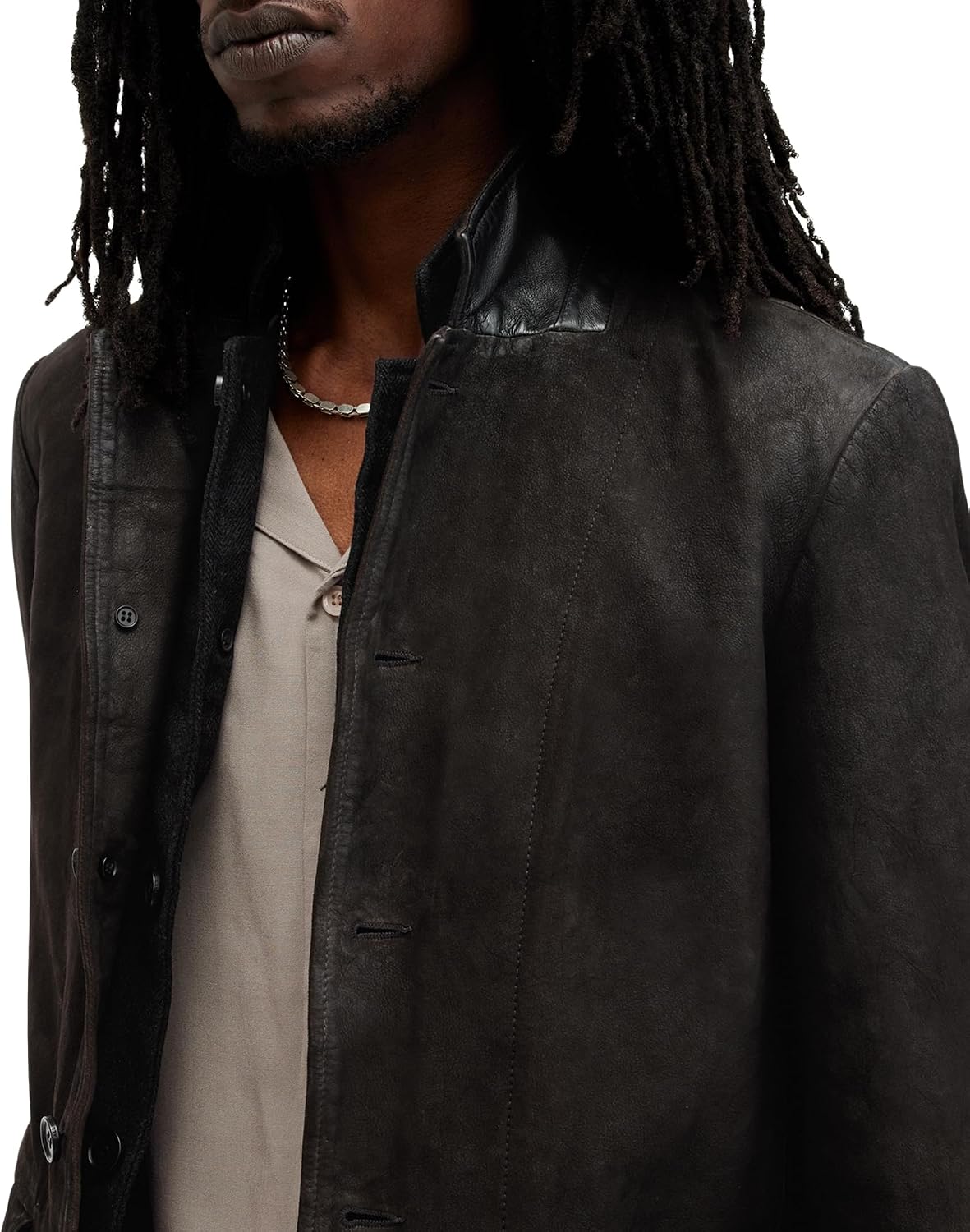 Detalle de Allsaints Survey Leather Blazer Veste Homme