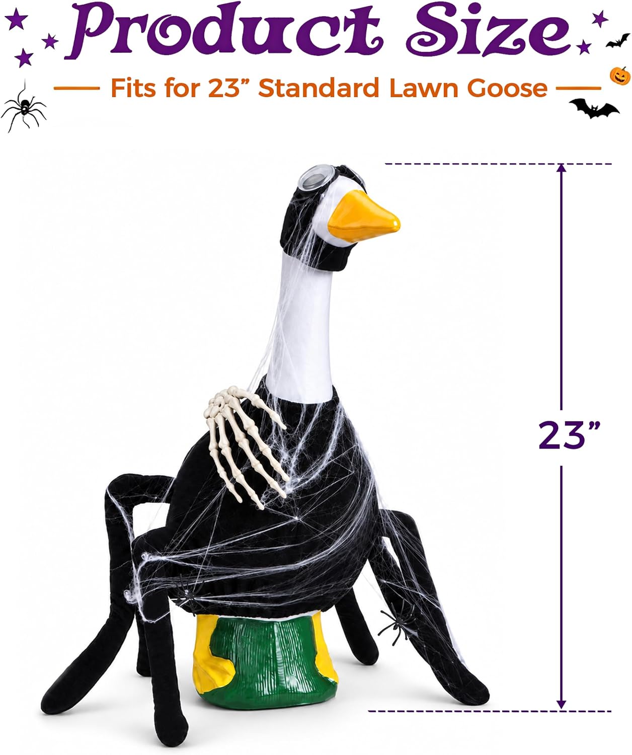 Detalle de fulasiteu SpiderGoose Halloween Porch Goose Costume, 23-Inch Fit with Spider Web
