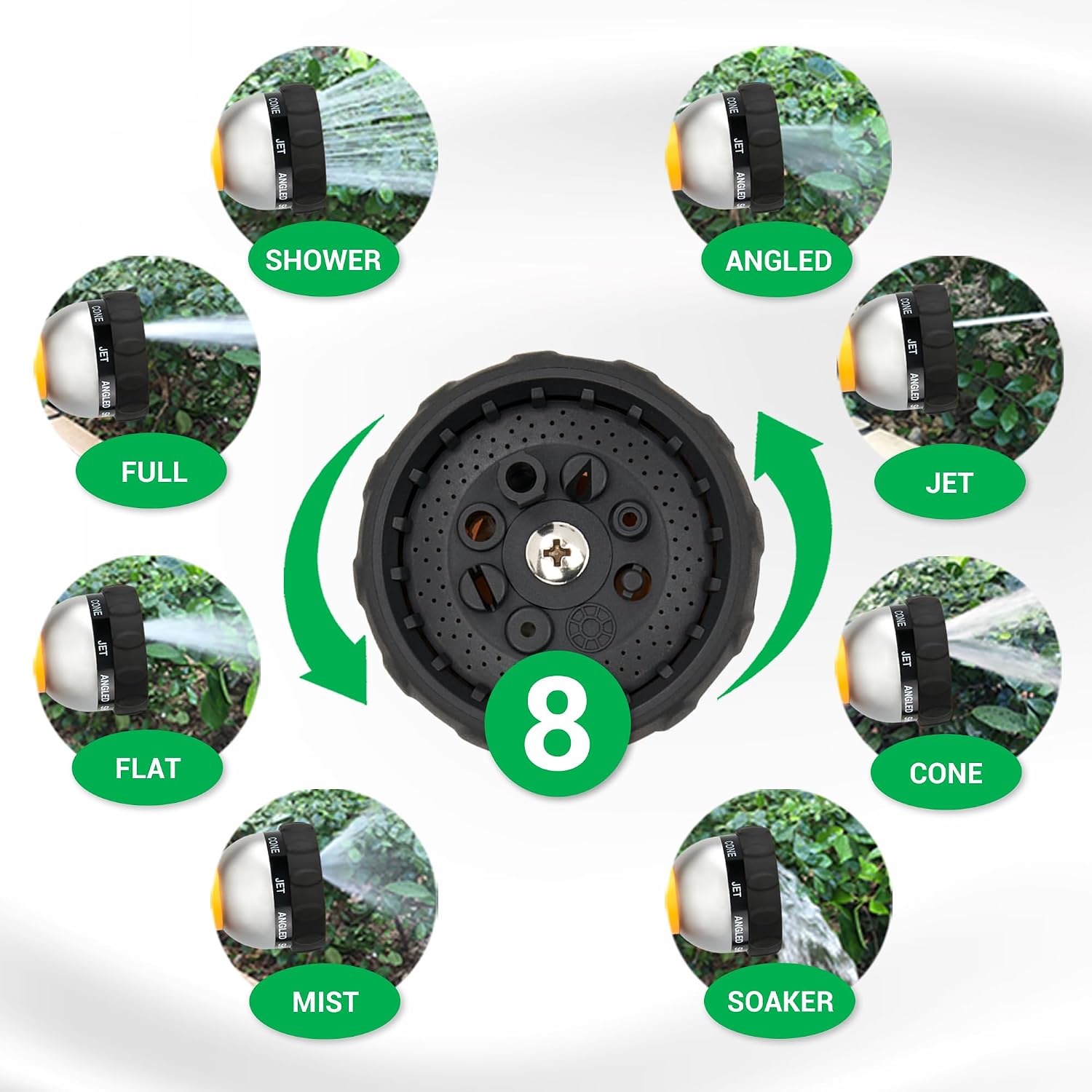 Detalle de TheFitLife expandable garden hose pipe (100 ft) with triple core latex and 8-pattern spray nozzle