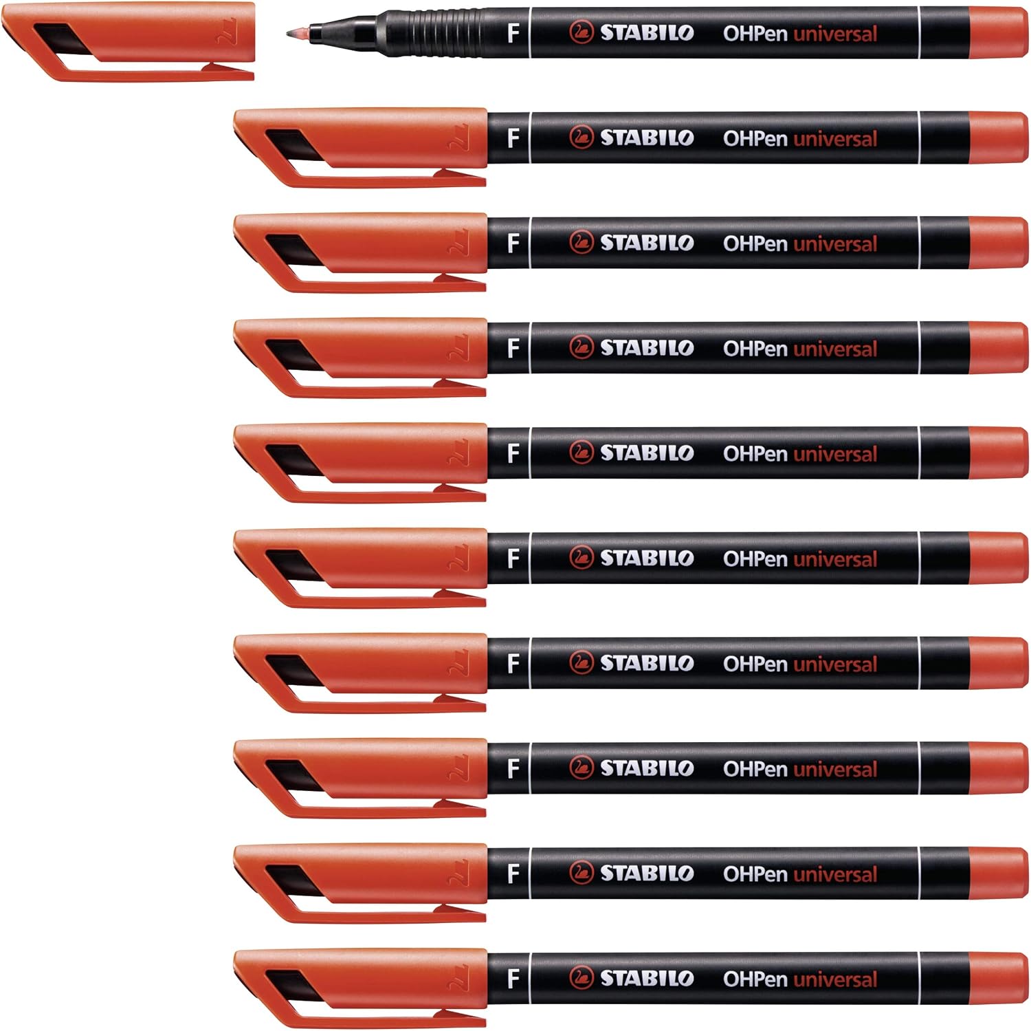 Detalle 2 de STABILO OHPen universal Permanente – Marcatore a tratto medio 1 mm, confezione da 10 in nero
