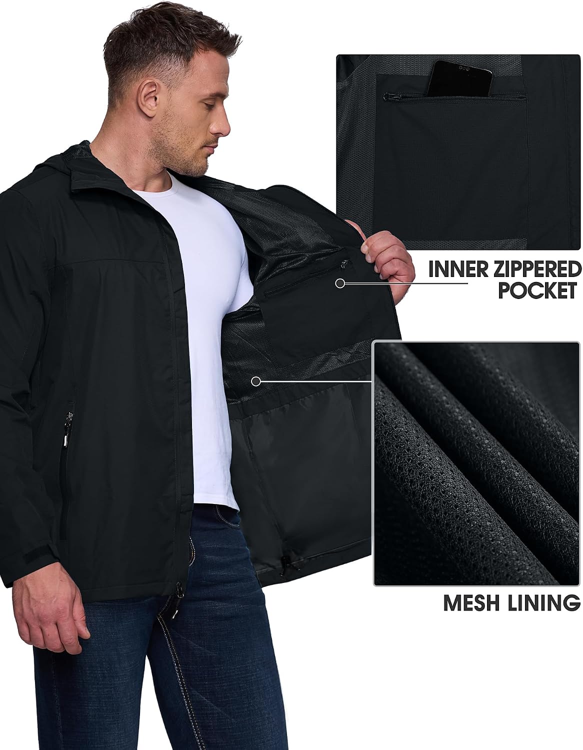 Thumbnail 4 de Outdoor Ventures Men's Lightweight Waterproof Jacket: A practical rain shell for outdoor days