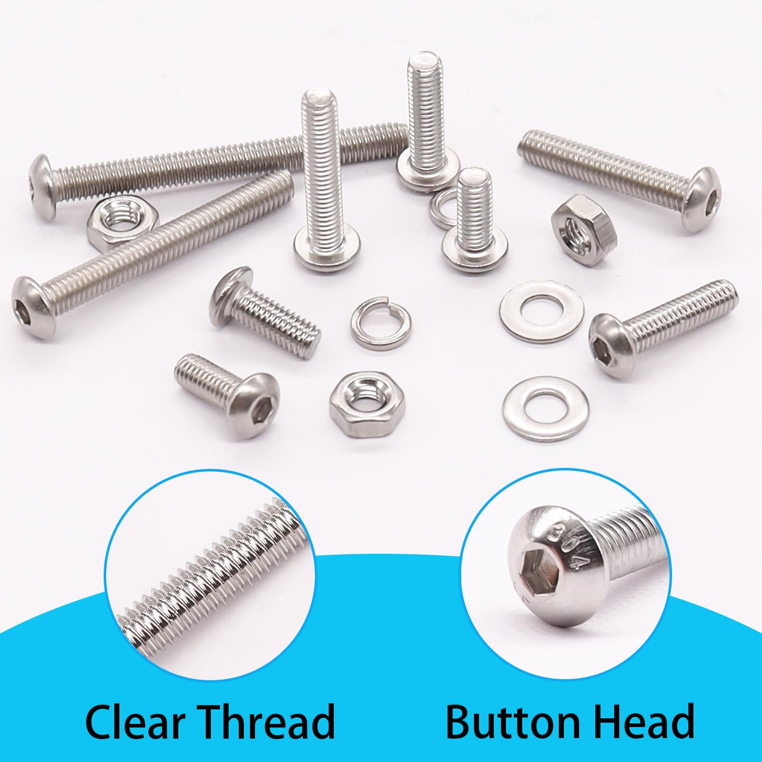 Detalle 2 de Bemaka 580-Piece M3 Screw Kit, 304 Stainless Steel, 8 Lengths & Hex Wrench
