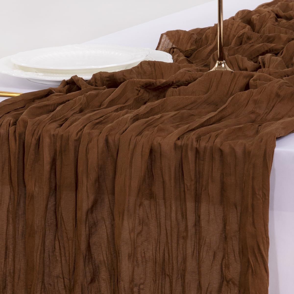 Thumbnail 5 de Socomi 10pcs Brown Cheesecloth Table Runner 120" ๐ท