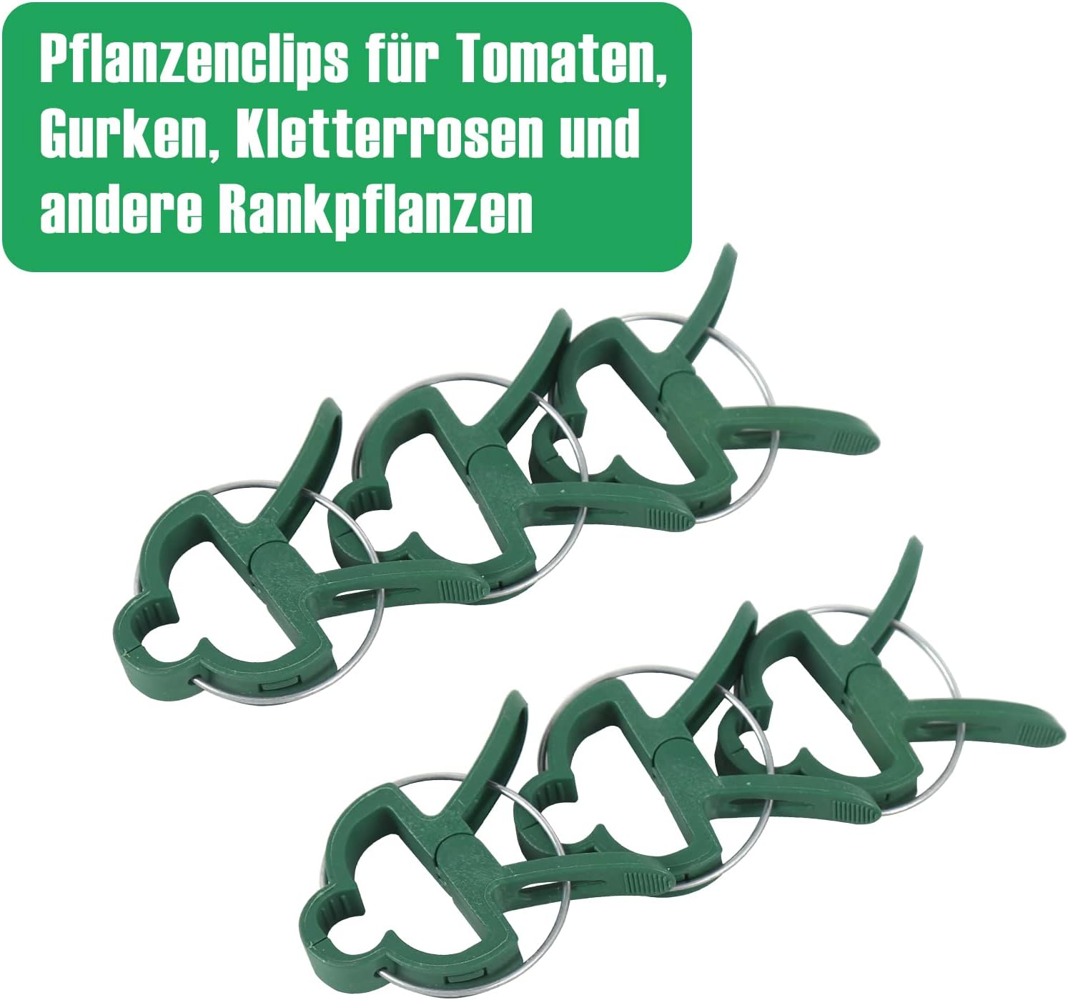 Detalle de Miuezuth 48 Stück Pflanzenclips – Stabile Rankhilfe für Tomaten, Gurken, Kletterrosen und andere Rankpflanzen (24 große + 24 kleine)