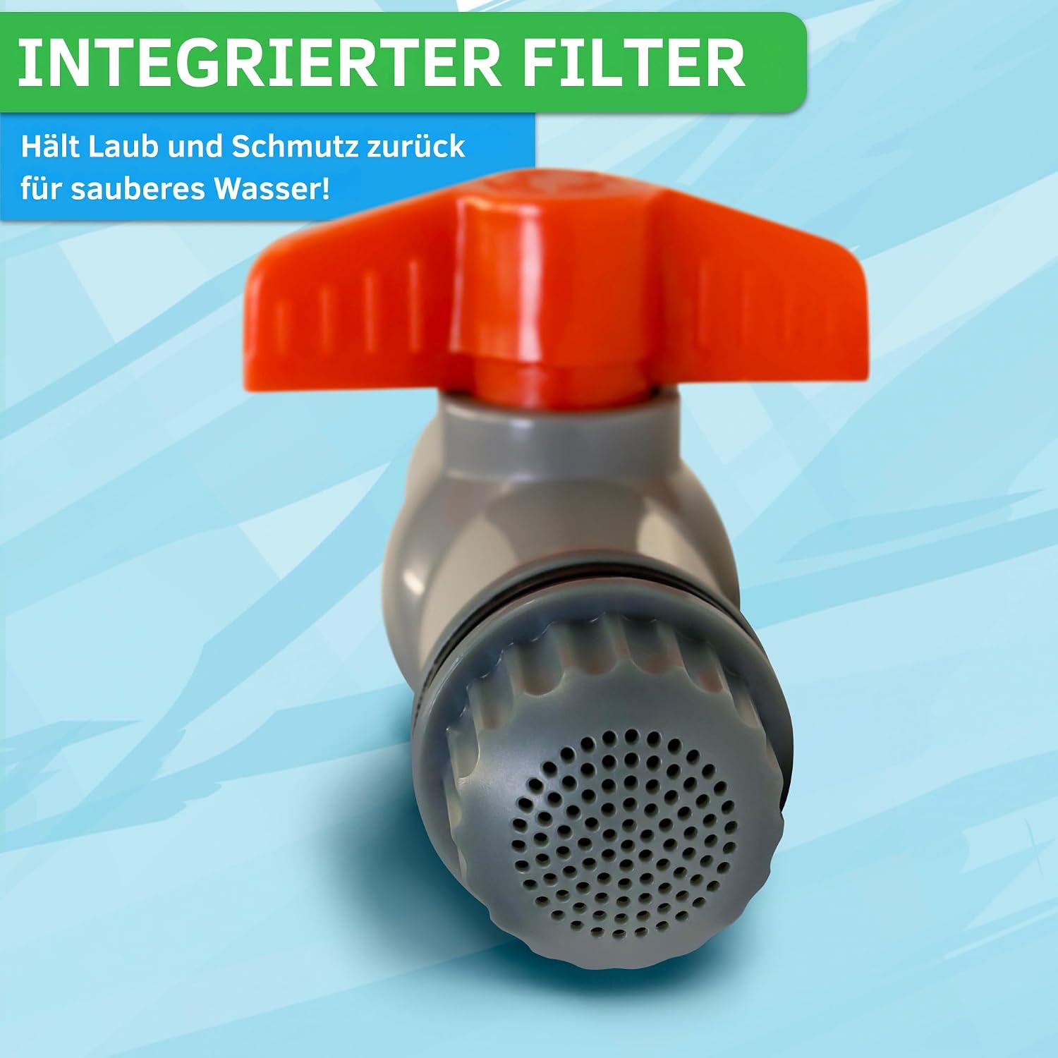 Detalle de YourCasa Auslaufhahn für Regentonne mit Filter – 3/4 Zoll, kompatibel mit gängiger Schnellkupplung, Absperrfunktion