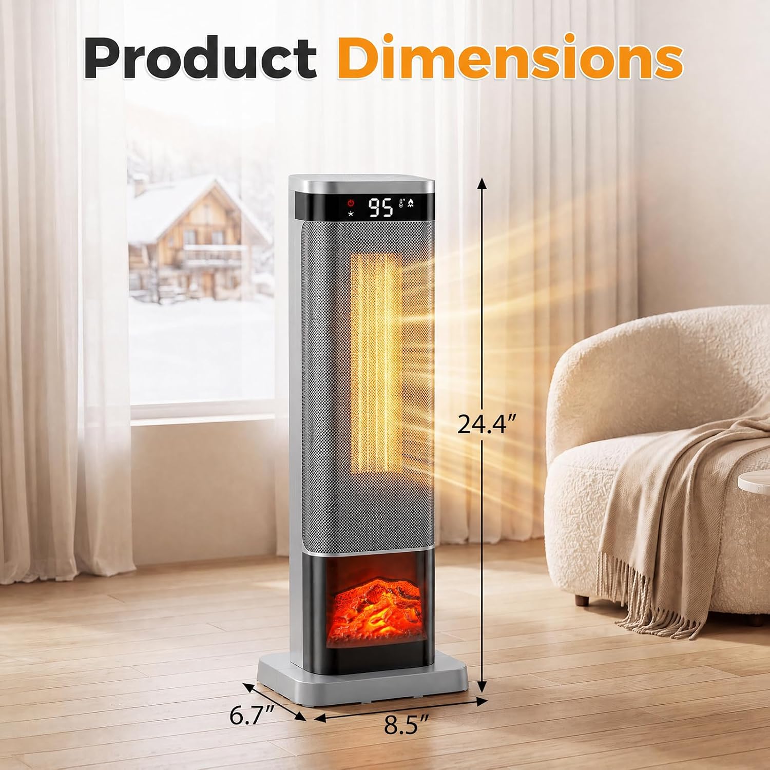 Detalle 2 de NEWBULIG AH-NFJ1F01-24SR 24-Inch 1500W Space Heater with Oscillation