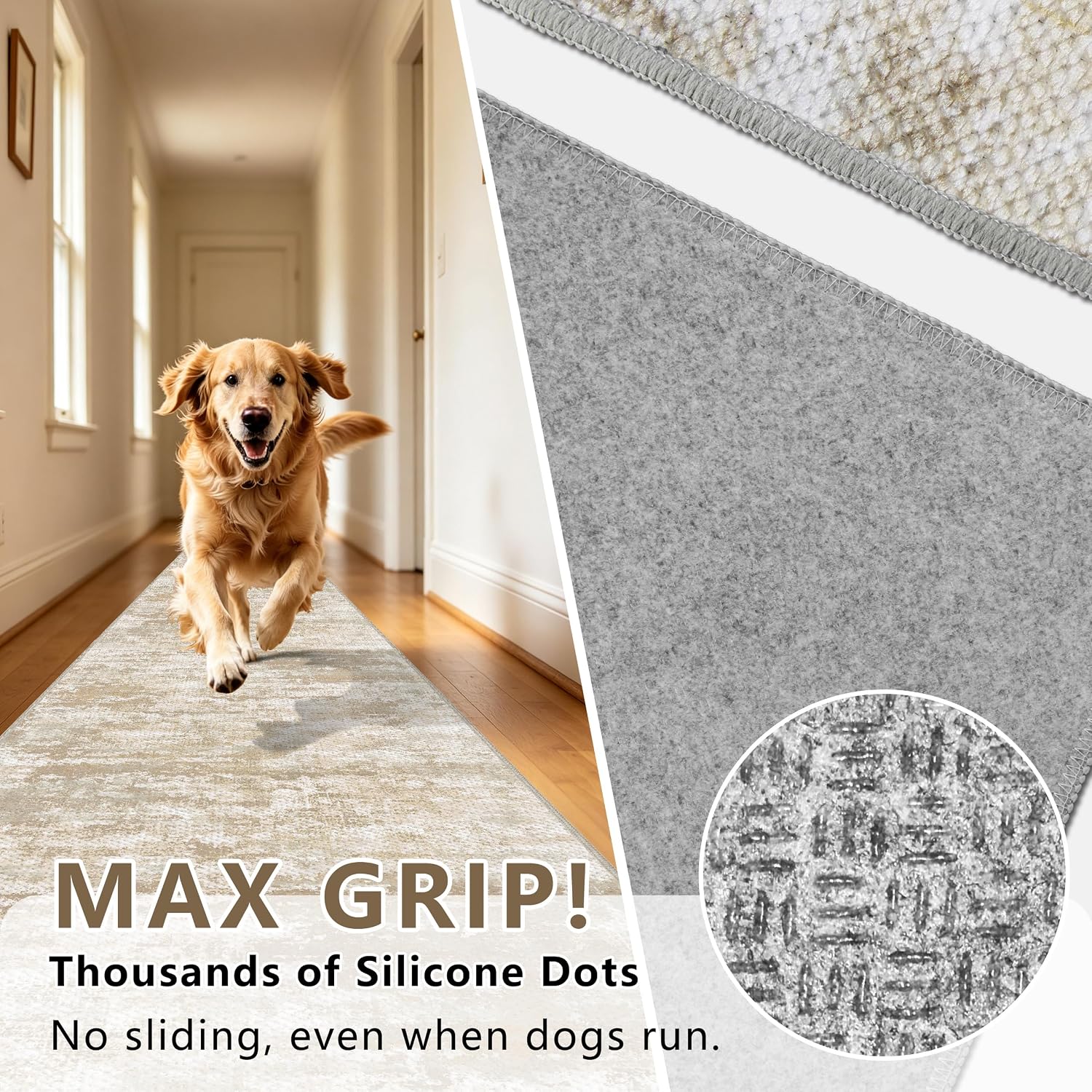Thumbnail 4 de TTelephant Nina Washable Hallway Runner Rug, 2.6 x 14 ft, Beige/Yellow
