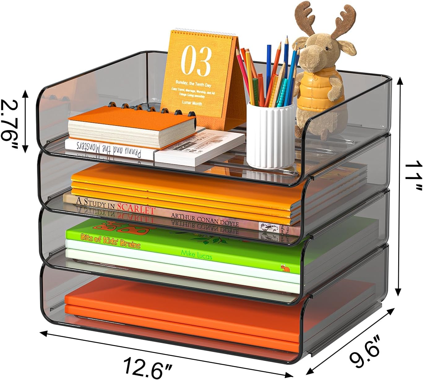 Thumbnail 4 de FANXIYQ 4-Tier Acrylic Paper Tray Organizer, Brown, Stackable and Tool-Free