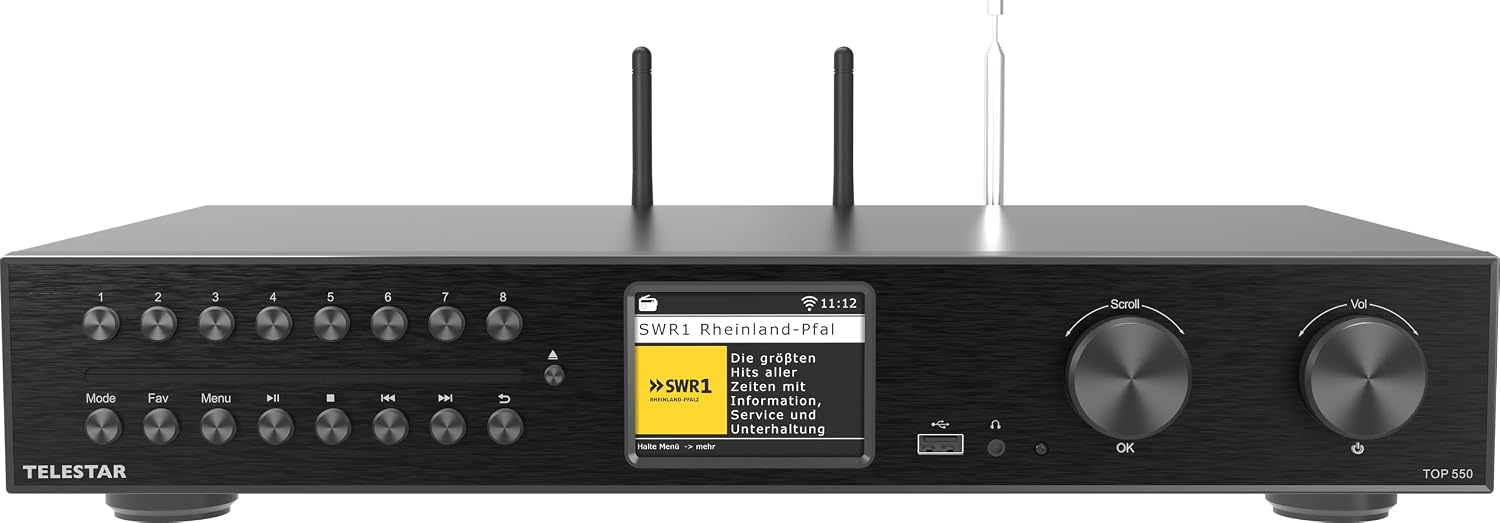 Detalle de TELESTAR Top 550: Système HiFi tout-en-un 43 cm avec amplificateur 2 x 30 W, CD et streaming