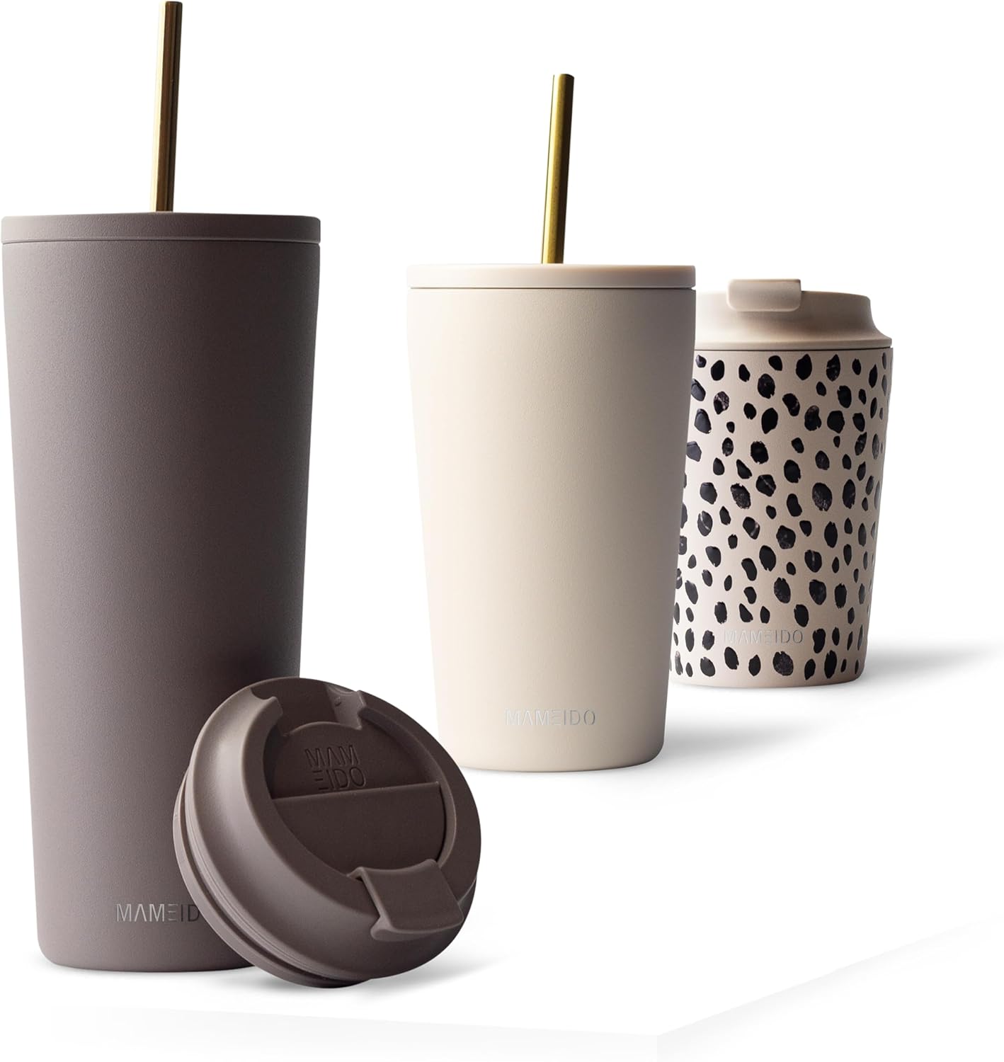 Detalle 2 de MAMEIDO Thermobecher mit Strohhalm 470 ml – Edelstahl, doppelwandig isoliert, auslaufsicher, mit Deckel und Strohhalm (Blush Crush)