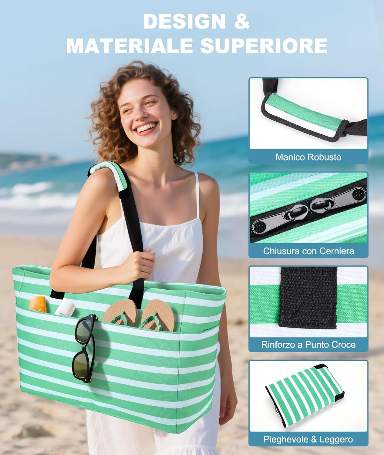 Thumbnail 5 de ISEYOU Borsa Mare Grande XXL Famiglia: ampia capienza, impermeabile e pieghevole