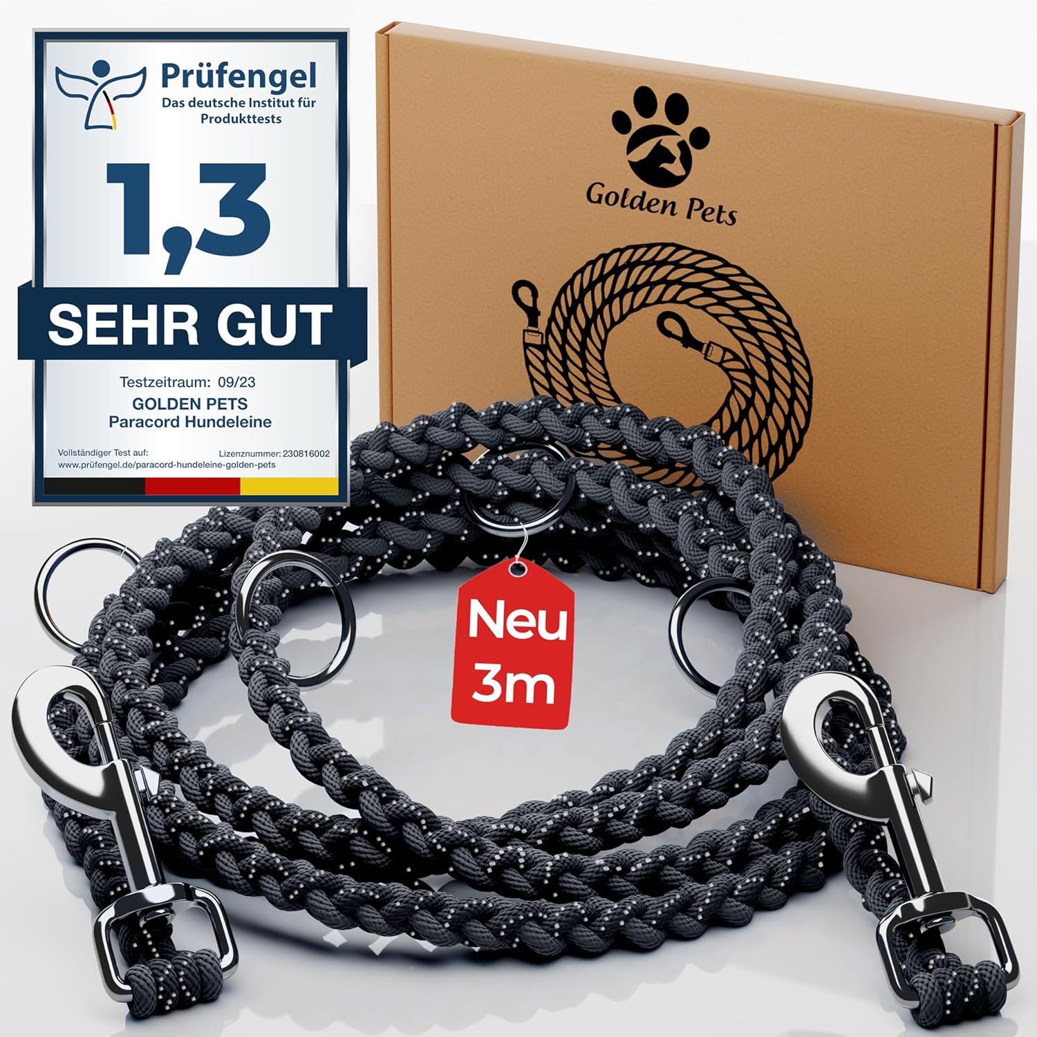 Thumbnail 6 de Testnote: „Sehr gut“ reflektierende Hundeleine (2 m), verstellbar & wetterfest bis 250 kg