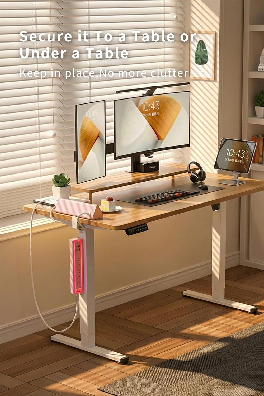 Detalle de NYYTGE Desk Clamp Power Strip with Nightlight, 40W Fast Charging (5 AC Outlets, 10FT Cord)