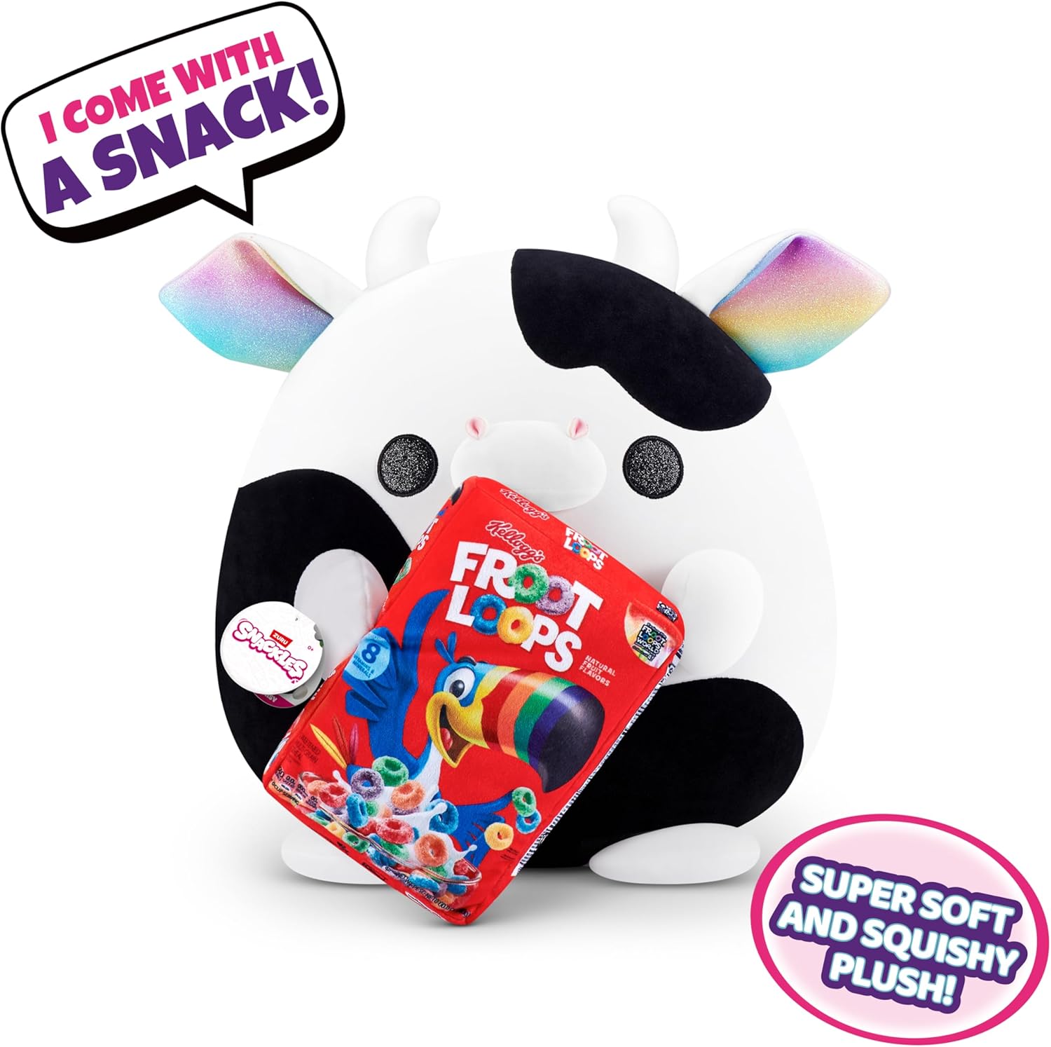Detalle 2 de Snackles Series 1 Wave 2 Cow Plush 🐄 - Froot Loops Collectible