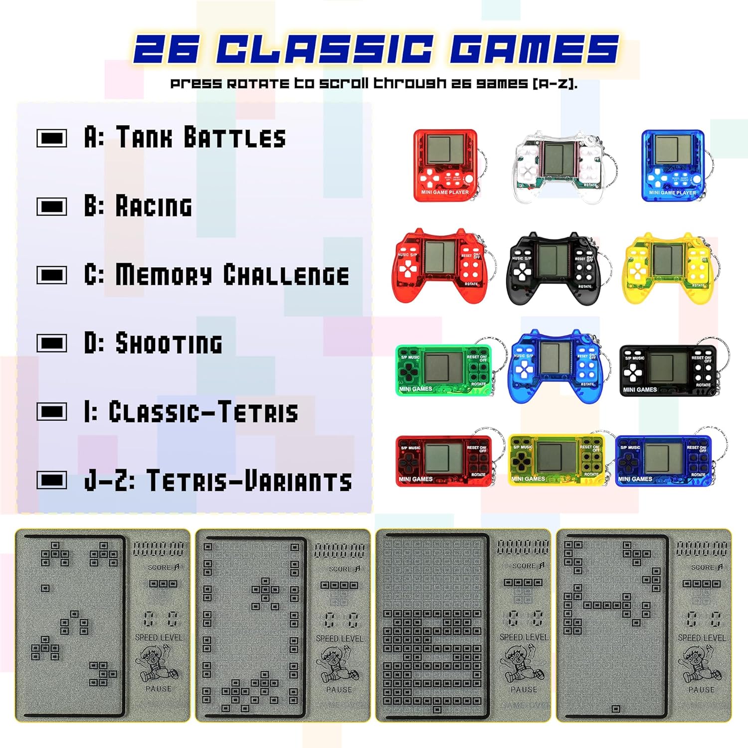 Thumbnail 4 de Starvortex Video Games Party Bag Fillers – Classic Retro Mini Game Keyrings