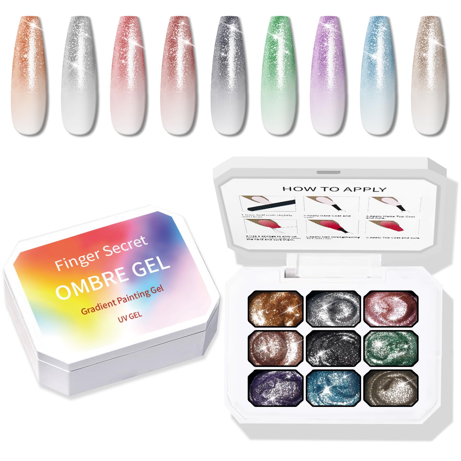 Detalle de Karroy Ombre Sponge Pat Paint Nail Gel (9 Colors, No Wipe, UV/LED Curing)