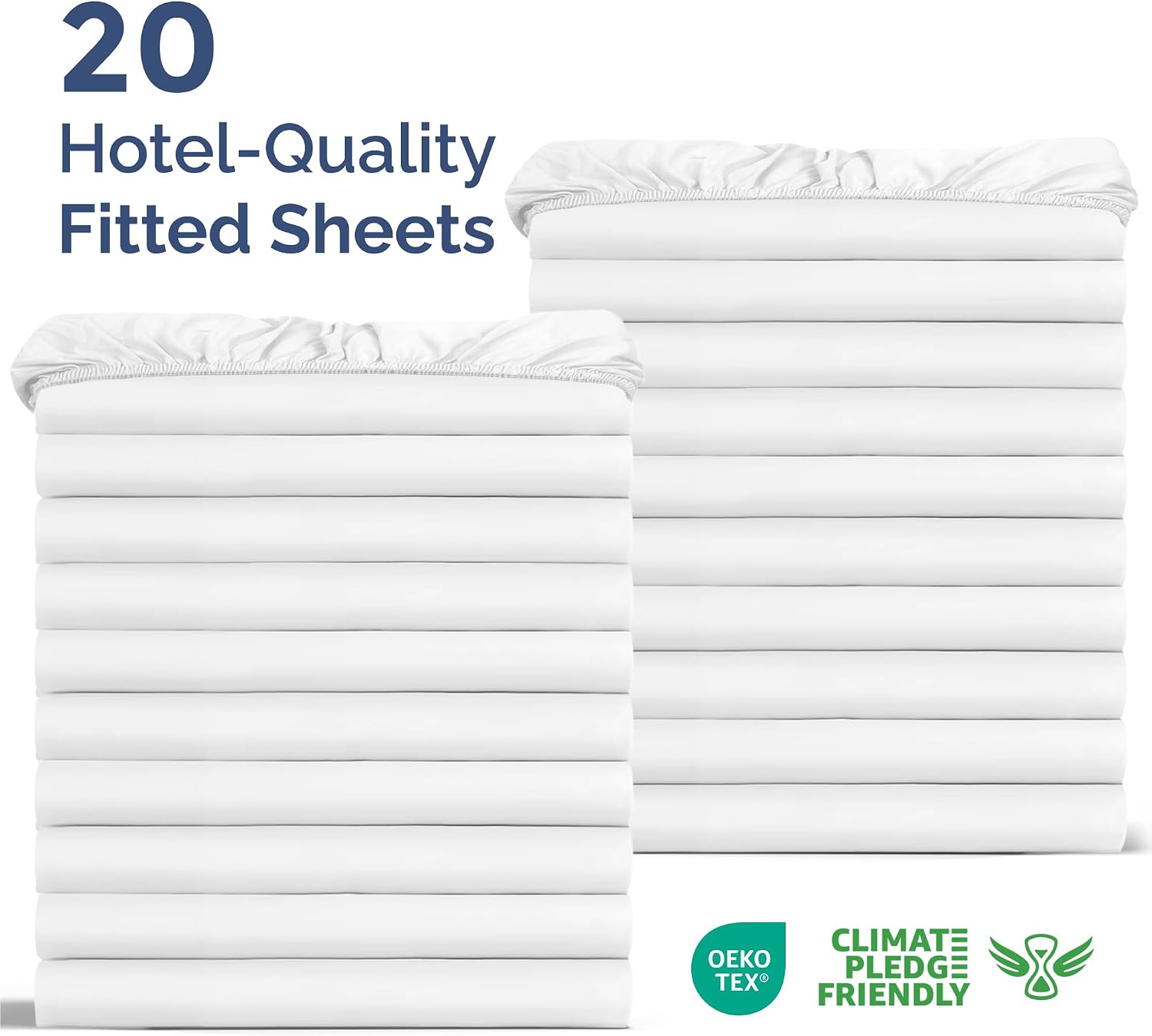 Detalle 2 de Bulk Case Pack of 20 Queen Fitted Sheets with Deep Pockets in White
