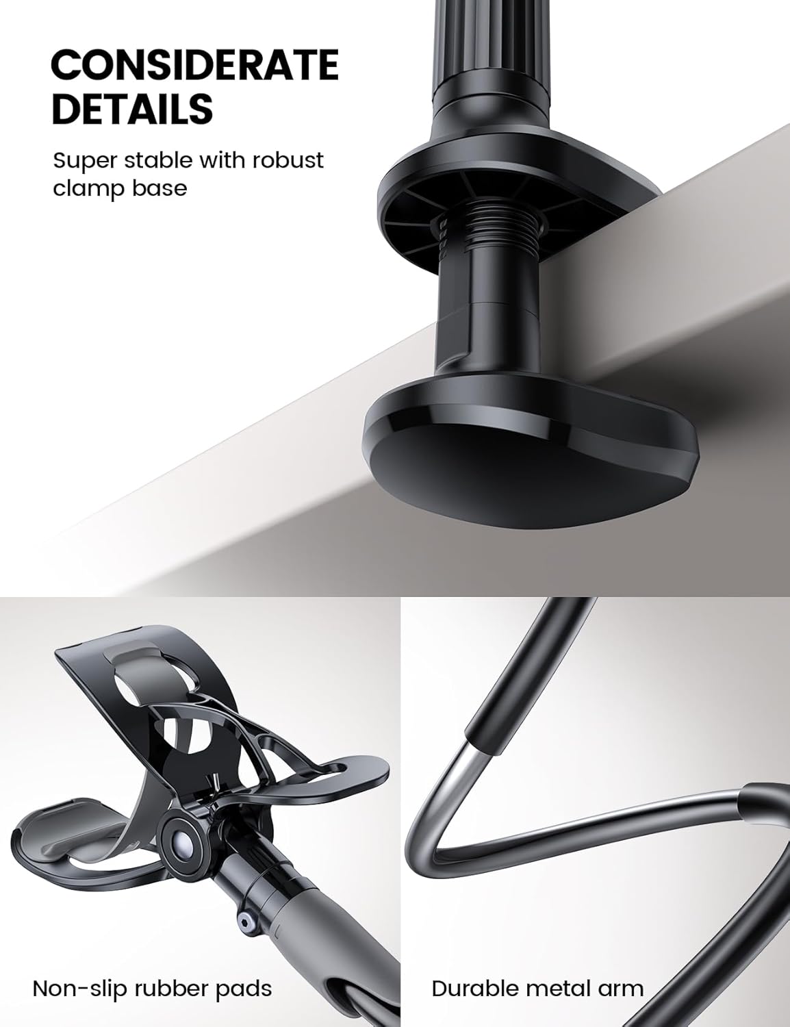 Thumbnail 5 de Lamicall Supporto Telefono con collo d’oca regolabile (universale, nero) per smartphone 4–6,8”