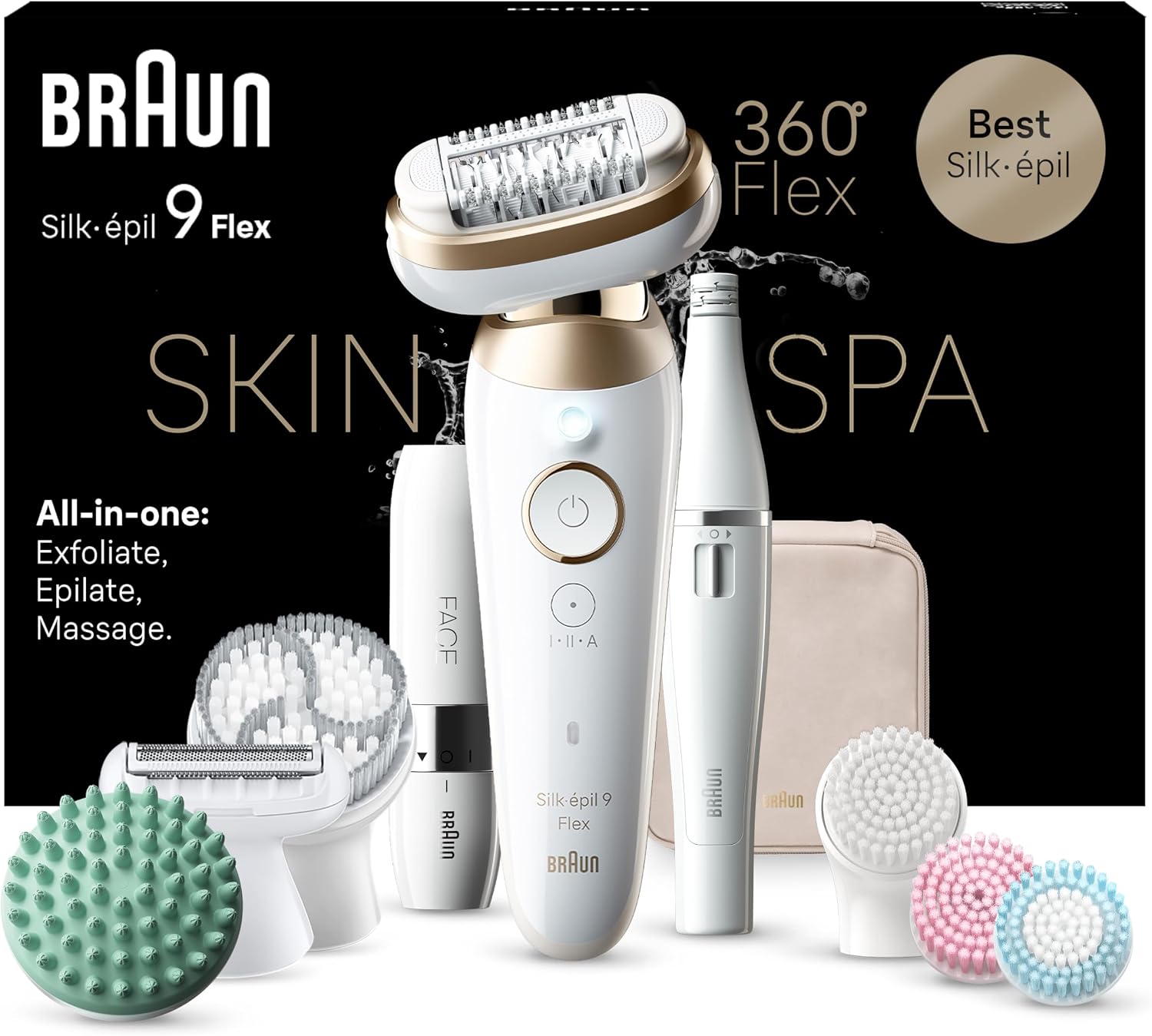 Imagen de Braun Silk-épil 9 Flex SkinSpa Depiladora 3D Blanca/Dorada en OfertitasTOP