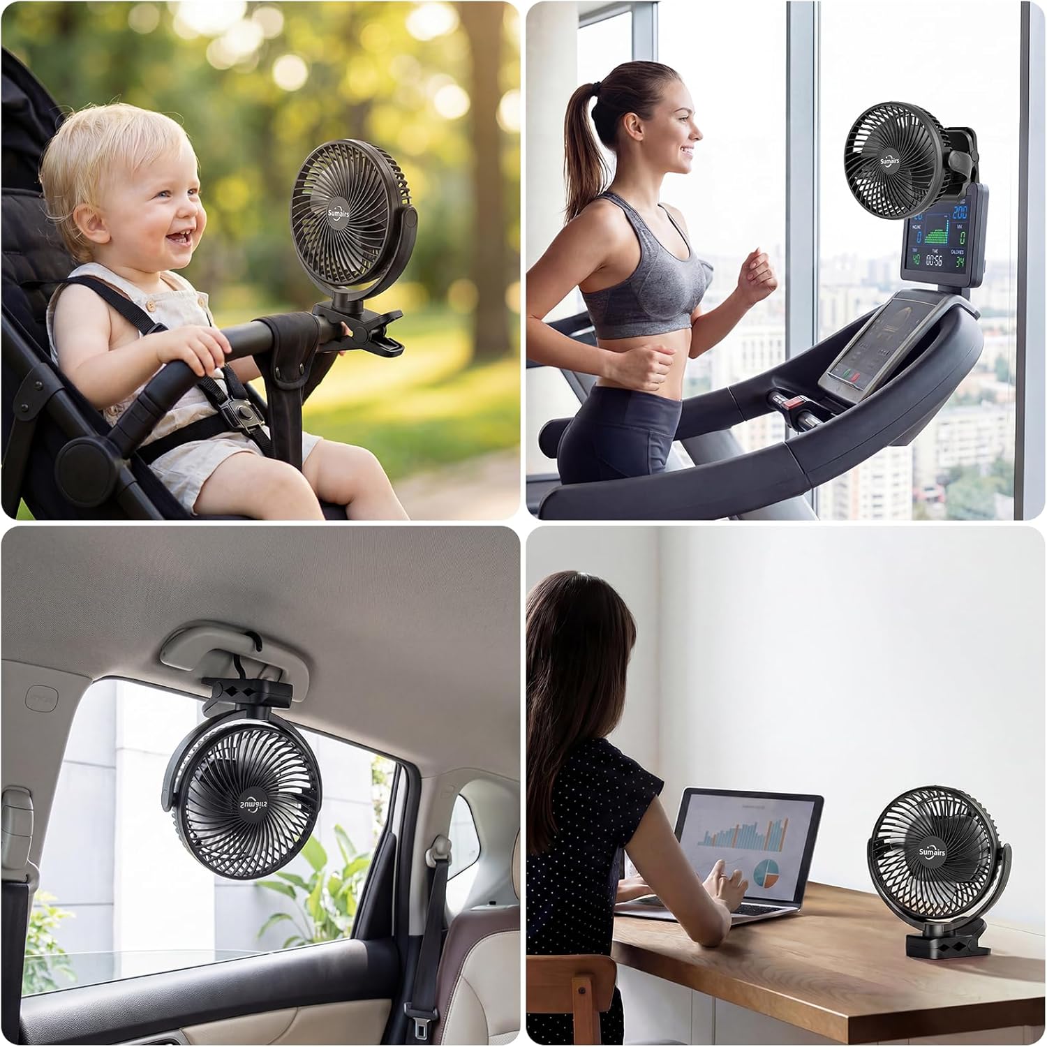 Thumbnail 6 de Sumairs 5.5" Clip-on Rechargeable Camping Fan (10,000mAh) with Remote, LED & Power Bank