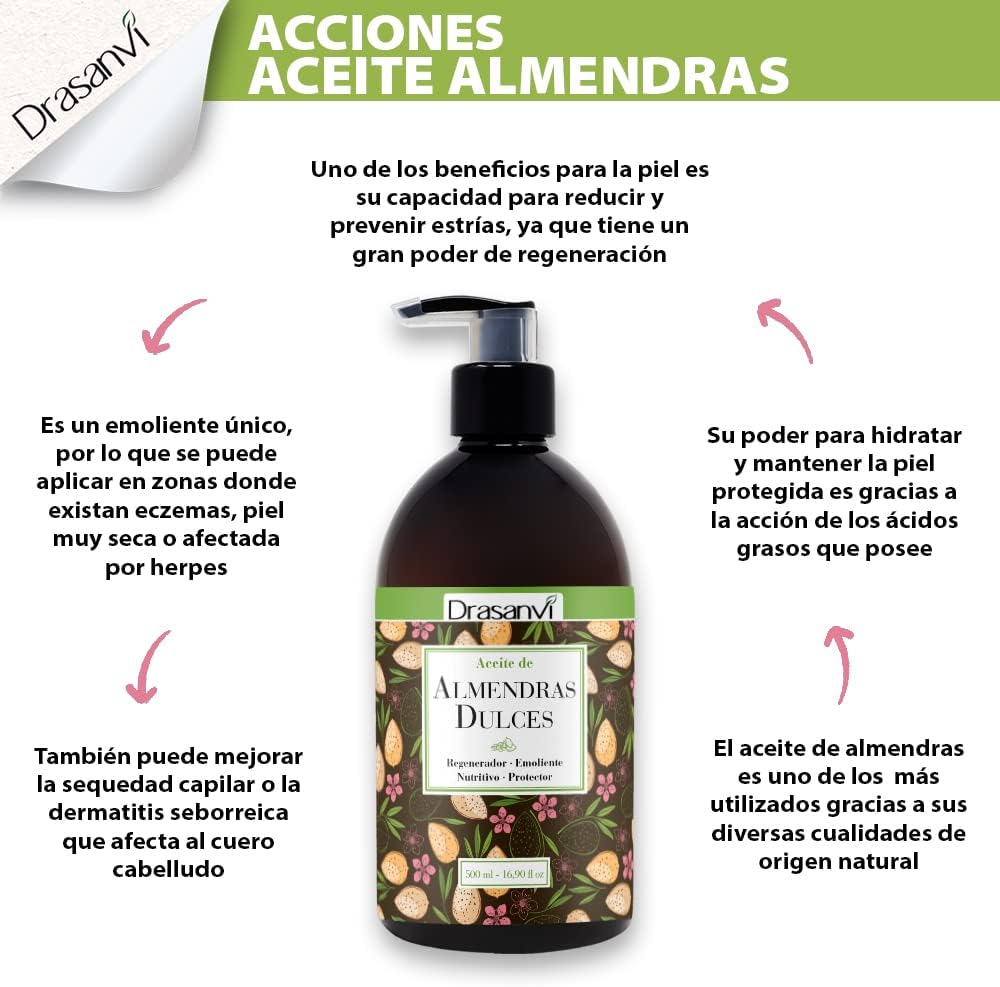 Detalle 2 de DRASANVI Aceite de Almendras Dulces 500 ml
