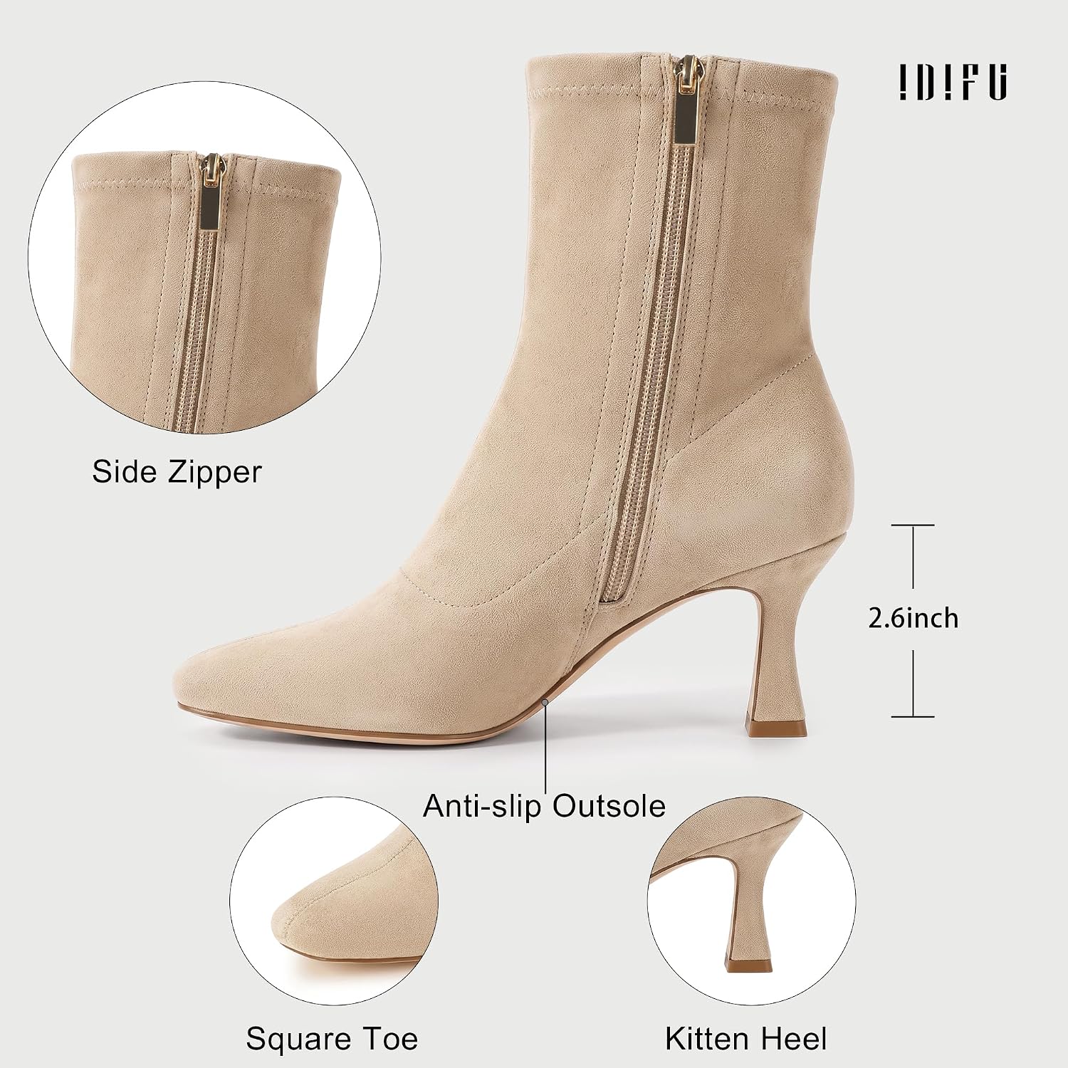 Detalle 1 de IDIFU Women's Ankle Boots, 2.6-Inch Heel