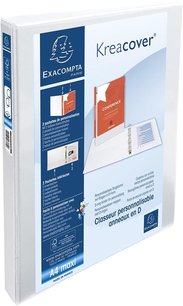 Detalle de Exacompta 51922E Kreacover: raccoglitore personalizzabile in PP, 2 anelli a D 30 mm, A4 Maxi