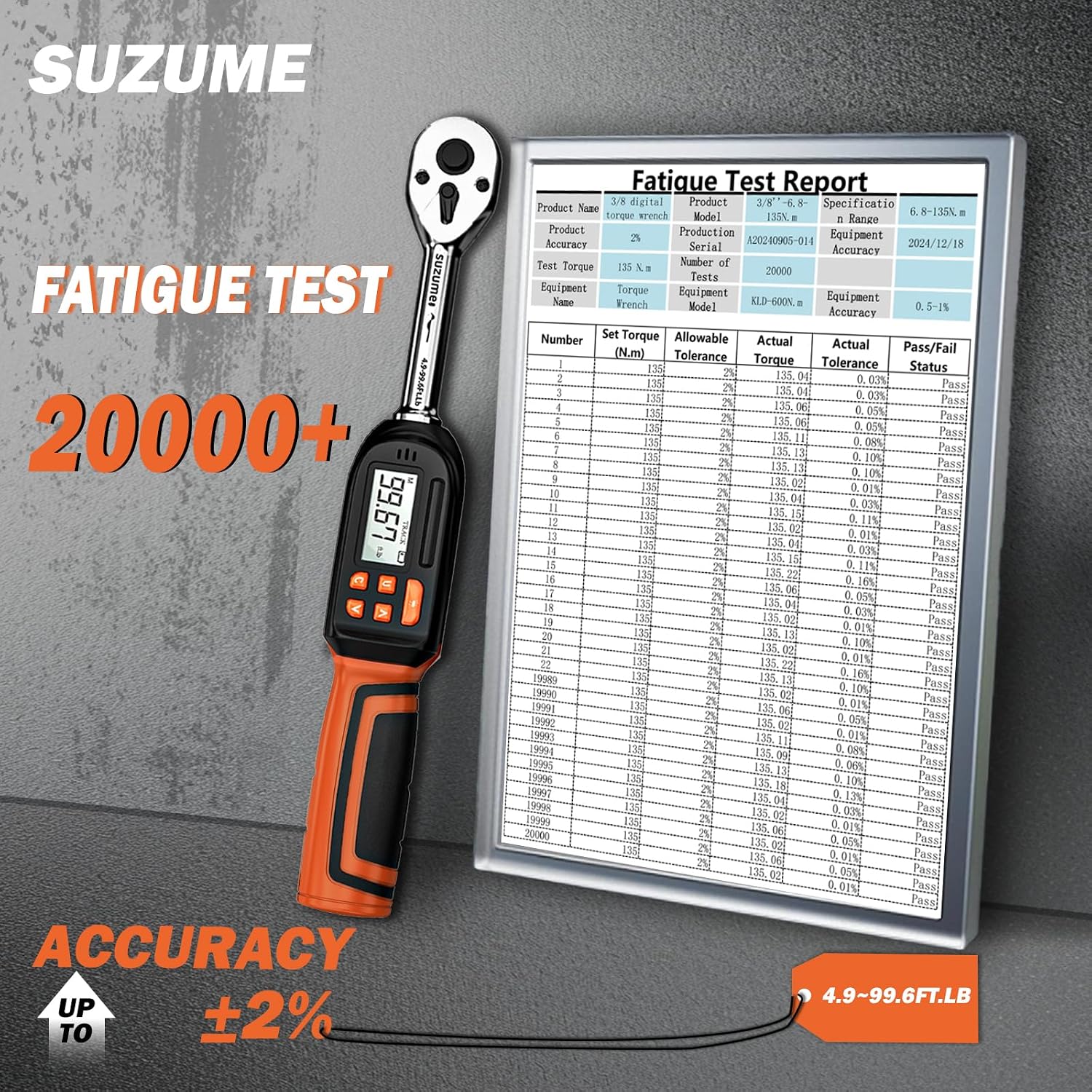 Thumbnail 5 de SUZUME Digital Torque Wrench, 3/8-Inch Drive, ±2% Accuracy, Peak and Track Modes