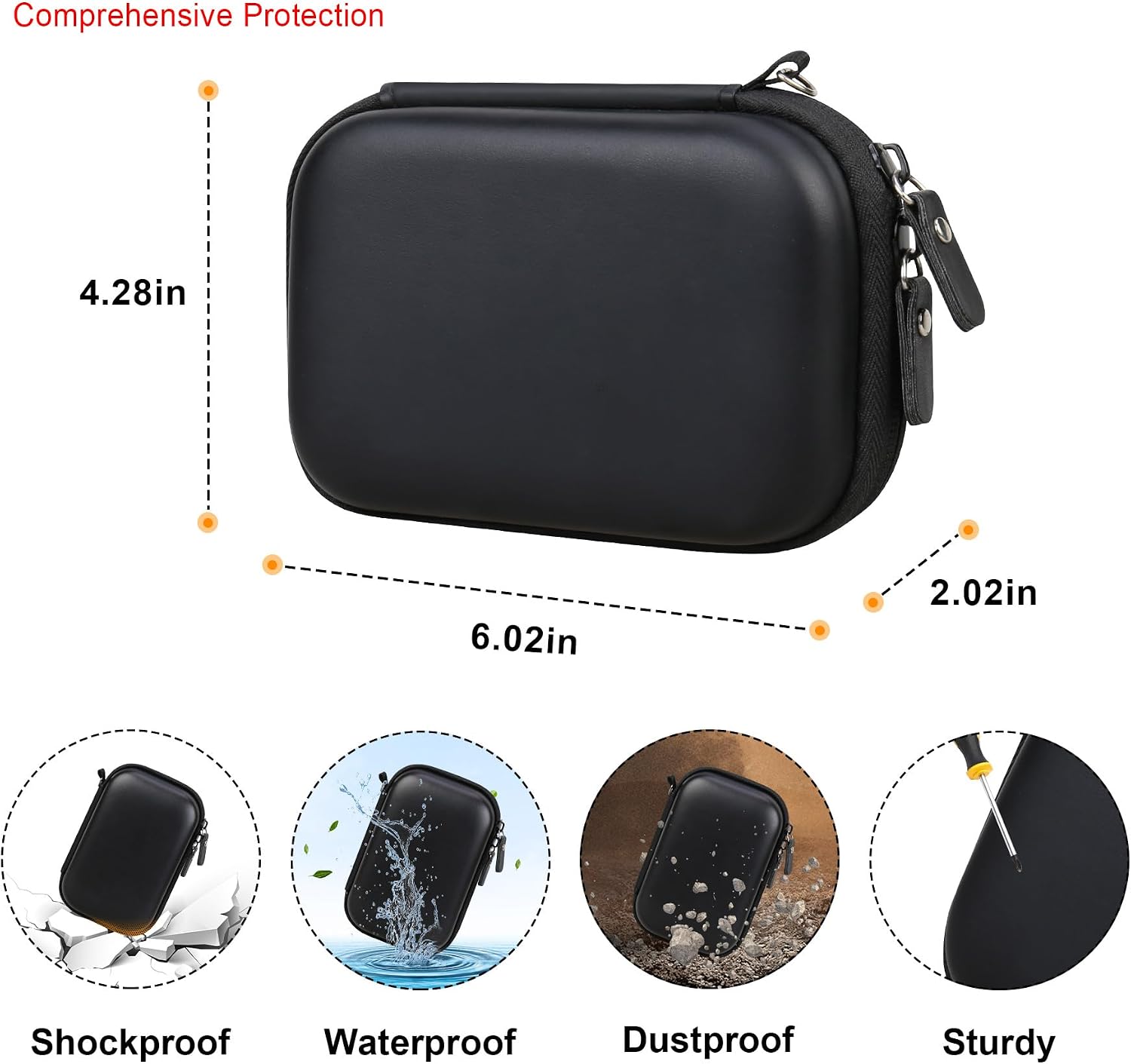 Thumbnail 2 de Elonbo Carrying Case for HP Sprocket Portable 2x3 instant photo printer (Black/Inside Black)