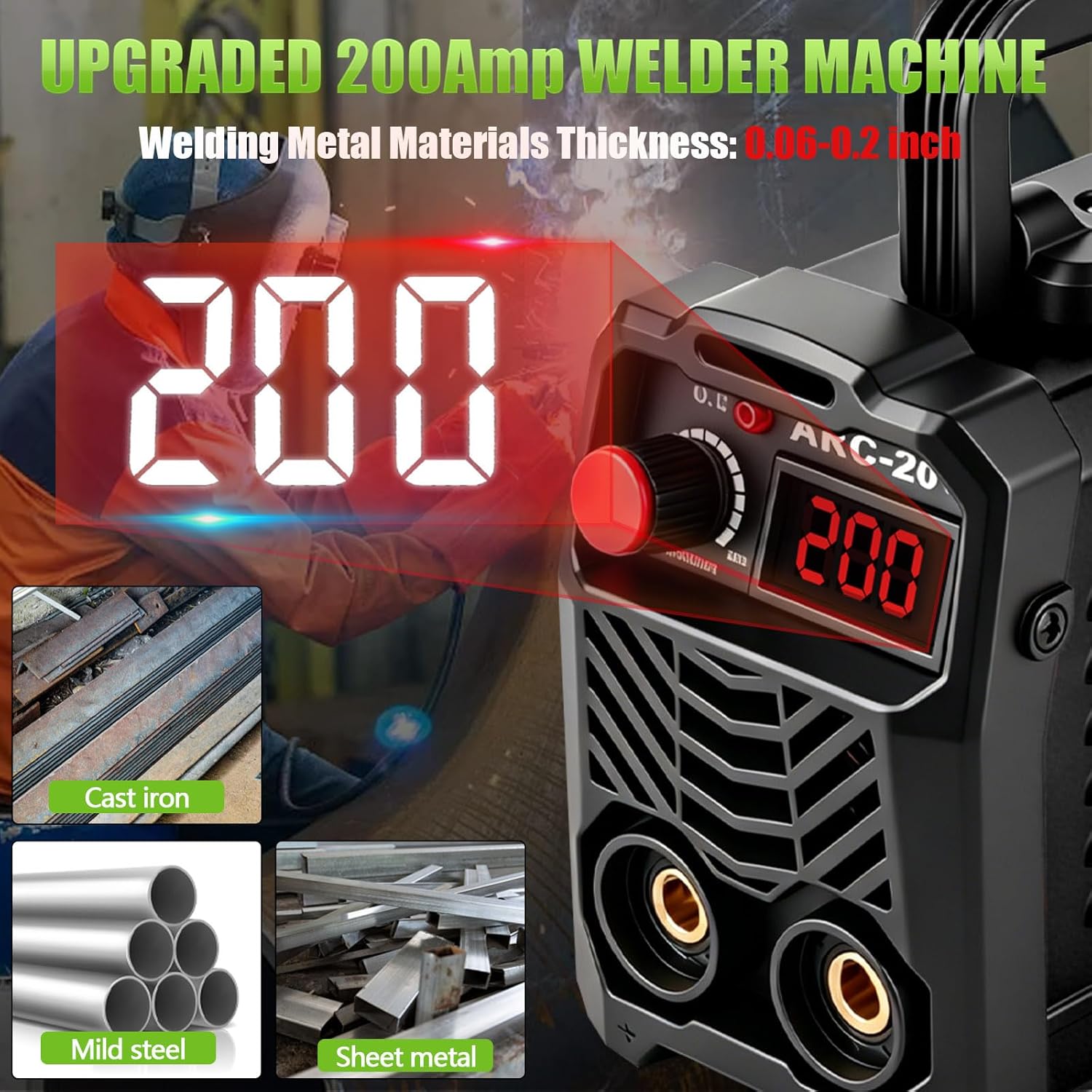 Detalle 2 de Hpoouo 200Amp Stick Welder 110V with 20 rods