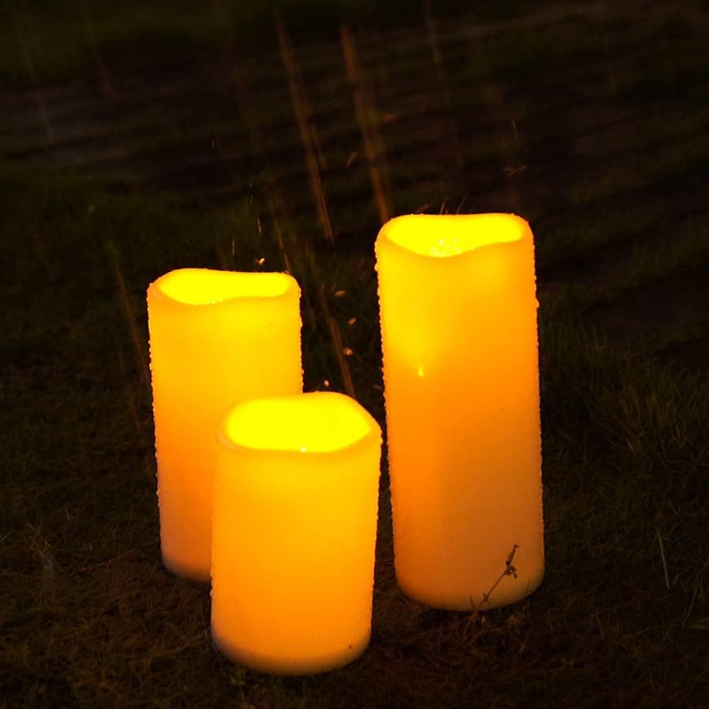 Thumbnail 5 de Homemory Wasserdichte flammenlose Kerzen für den Außenbereich – 3er-Set, batteriebetrieben, Fernbedienung und Timer