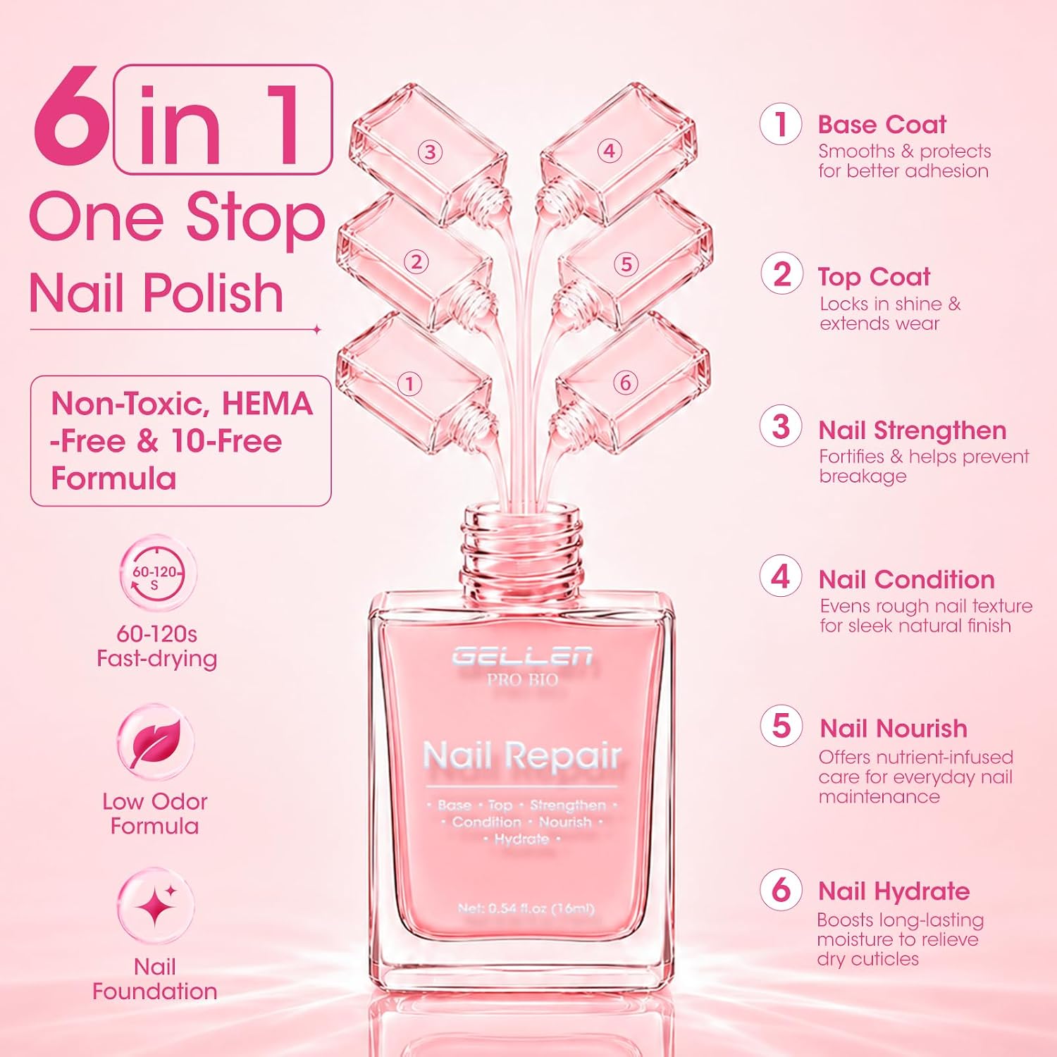 Detalle 2 de GELLEN Nail Strengthener Polish, 0.54 fl oz