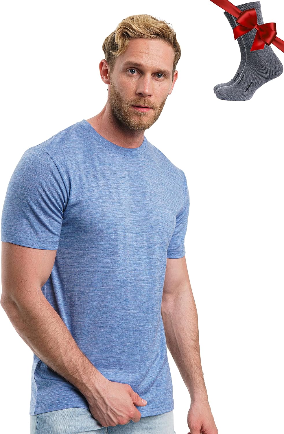 Detalle de Merino.tech Maglietta Lana Merinos Uomo – Maglia Termica in Lana Merinos a Manica Corta