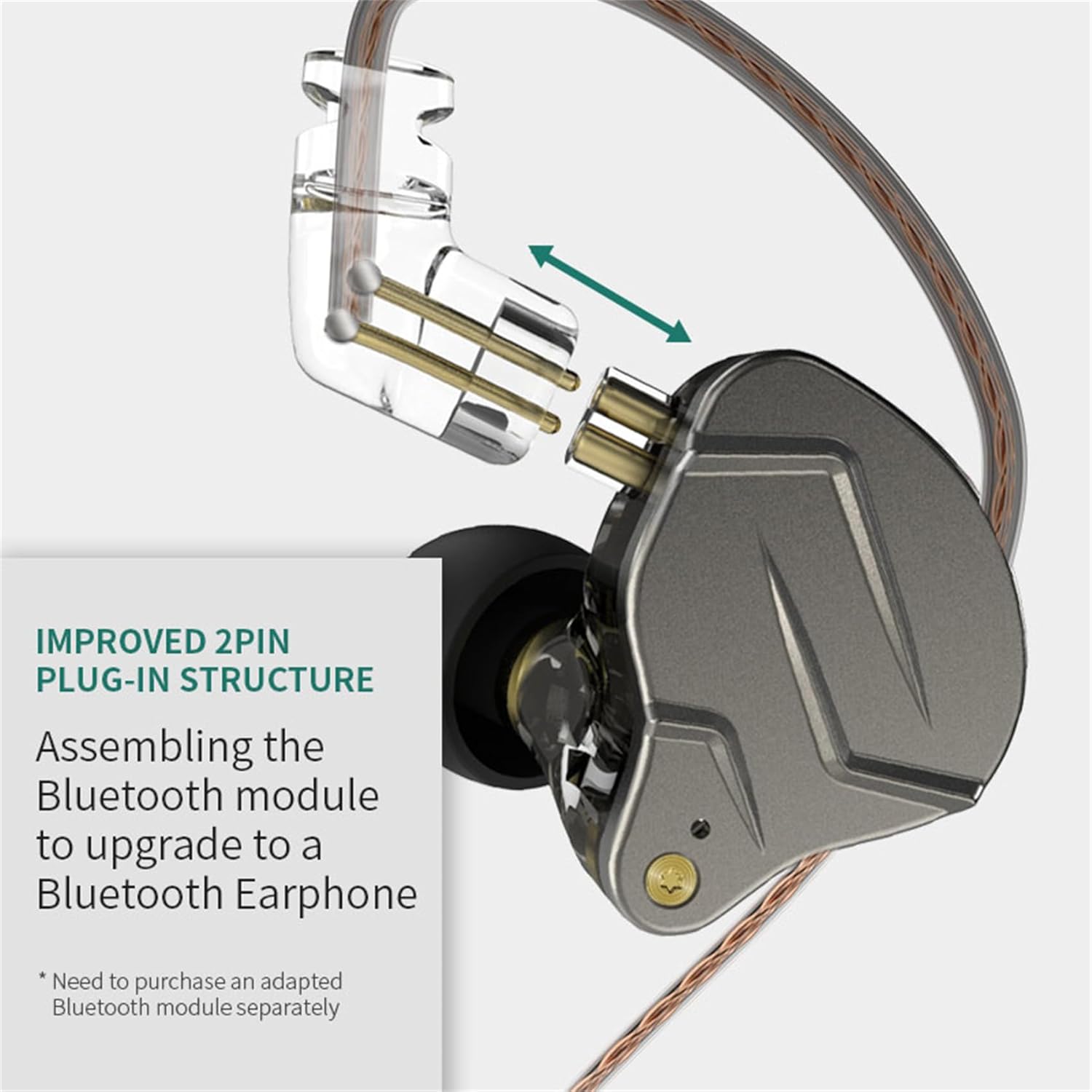 Thumbnail 4 de Yinyoo KZ ZSN Pro in-ear earphones with balanced armature + dynamic driver hybrid (blue, with mic)