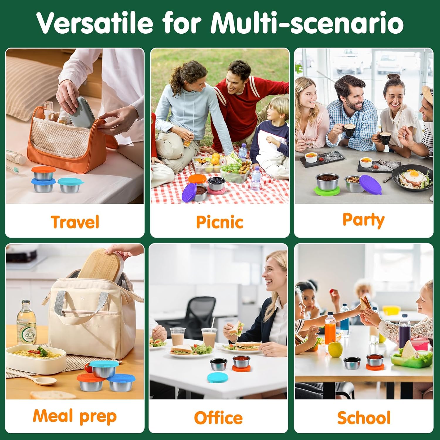 Thumbnail 5 de lompyeu Set mit 6 Salatdressing-Behältern (50 ml) aus Edelstahl mit Silikondeckeln