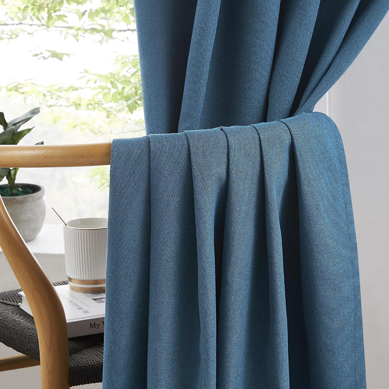 Thumbnail 4 de KEQIAOSUOCAI 108in Linen Blackout Curtains 50in 9FT
