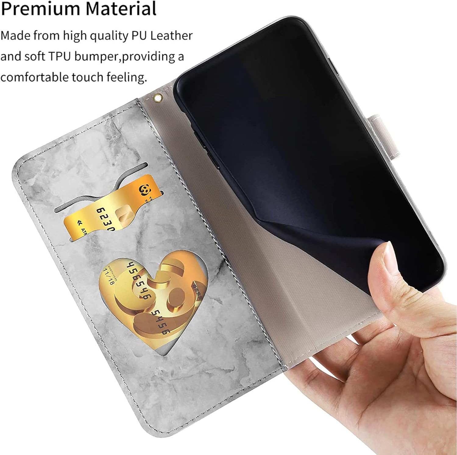 Thumbnail 6 de Norn Wallet Case for iPhone 7/8/SE (2020/2022): Embossed Love Heart Floral, PU Leather, Magnetic Closure