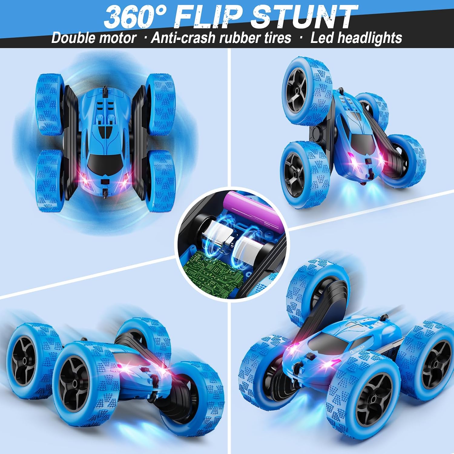 Thumbnail 3 de QUNREDA RC-stuntauto met 4WD, 2,4 GHz, ledverlichting en modulaire accu’s