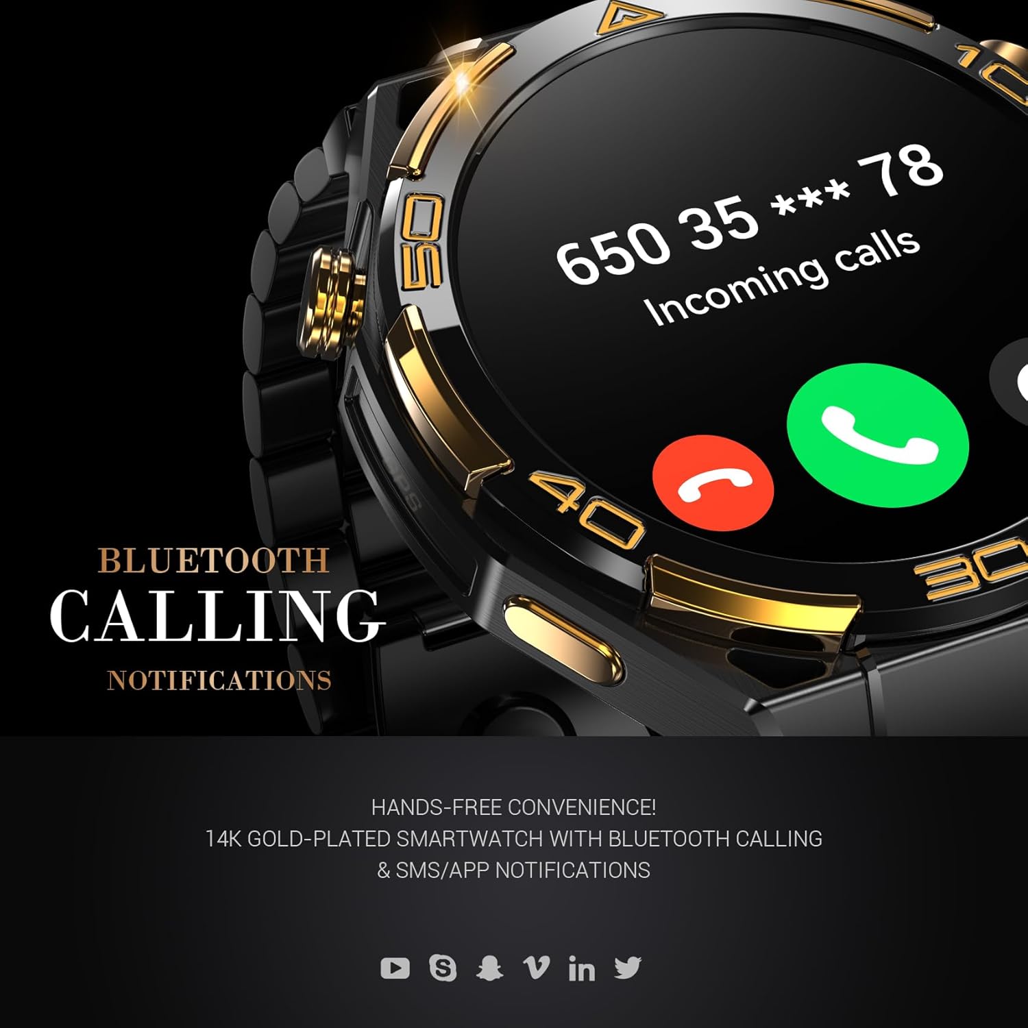 Thumbnail 2 de Blackview Smart Watch for Men — 14K Gold Plated Case with GPS, 110+ Sports & 100-Day Battery