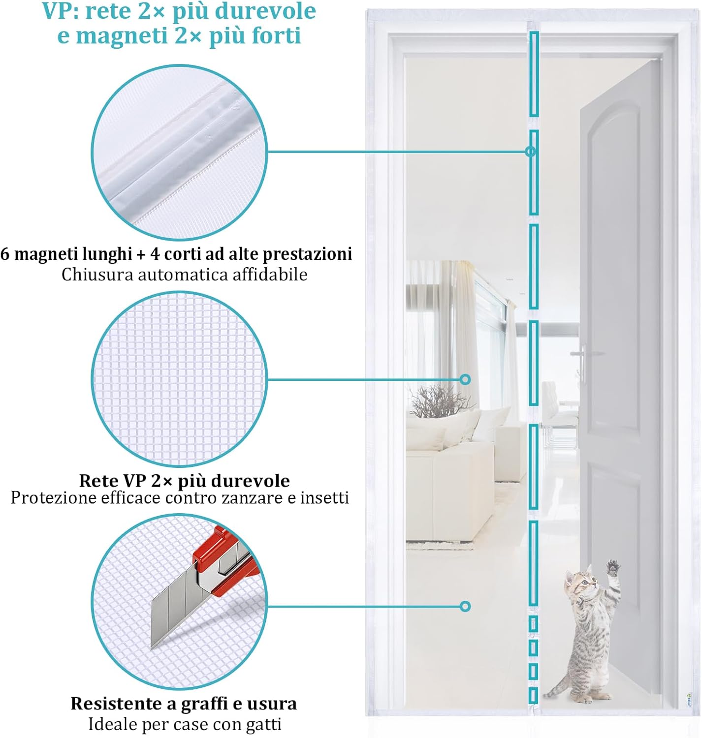 Thumbnail 1 de Apalus VP Zanzariera Magnetica per Porta Balcone 140×240 cm: maggiore resistenza e chiusura affidabile