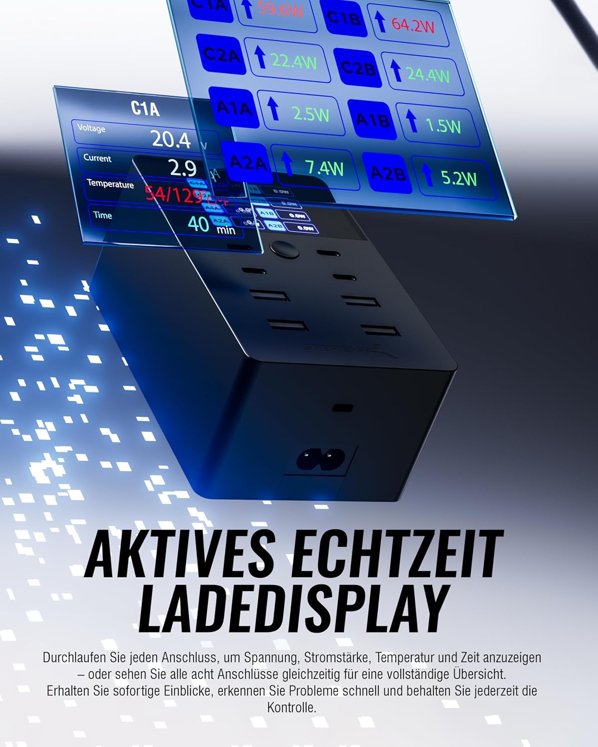 Detalle de SABRENT USB-Ladestation 252 W 8-Port