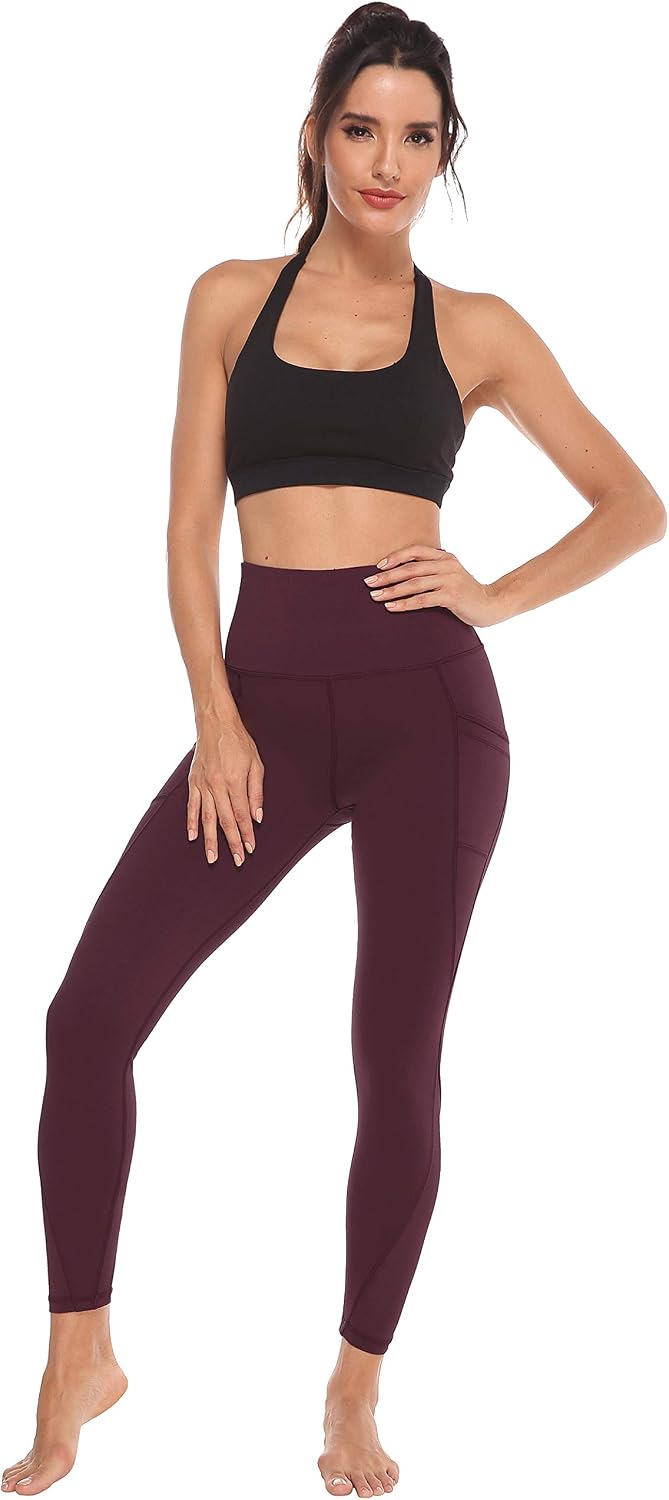 Detalle de Persit Damen Sport-Leggings mit Taschen – blickdichte lange Yogahose mit Mesh-Einsätzen