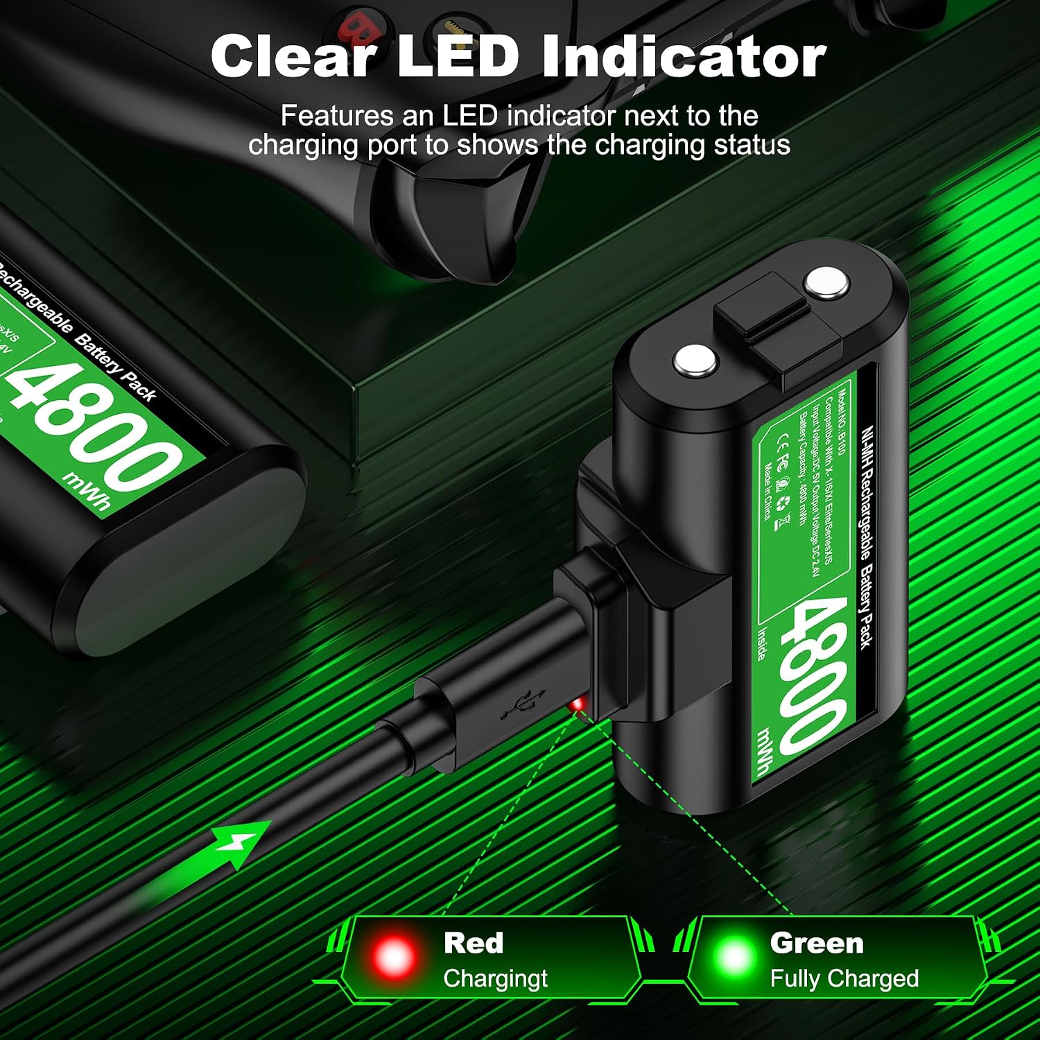 Detalle 2 de Rechargeable Xbox Controller Battery Pack 9600mWh