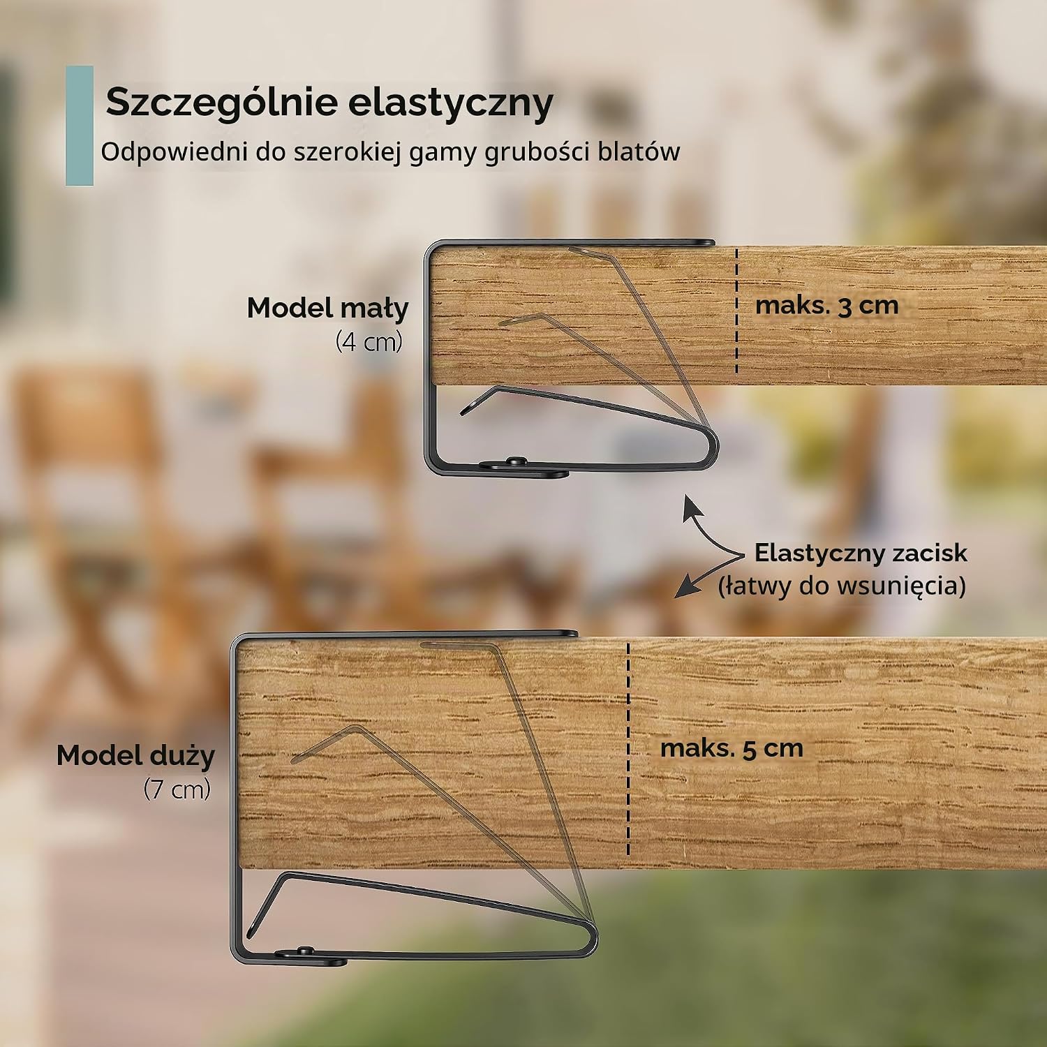 Detalle 2 de virea V1502-B7C – 4 czarne klipsy do obrusu ze stali nierdzewnej, do blatów do 5 cm