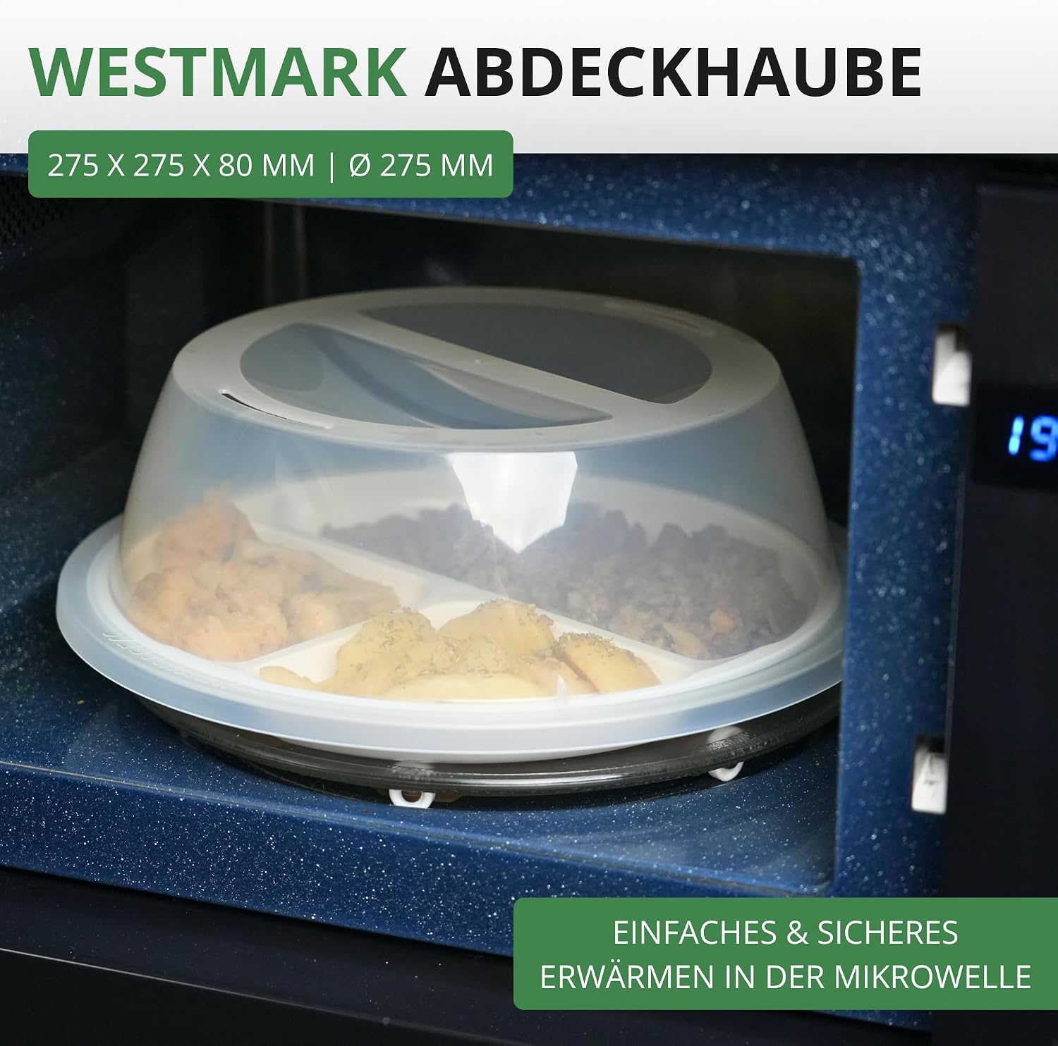 Detalle de Westmark Teller-Abdeckhaube 27,5 cm – zum Auftauen und Erwärmen in der Mikrowelle, Weiß, 22462270