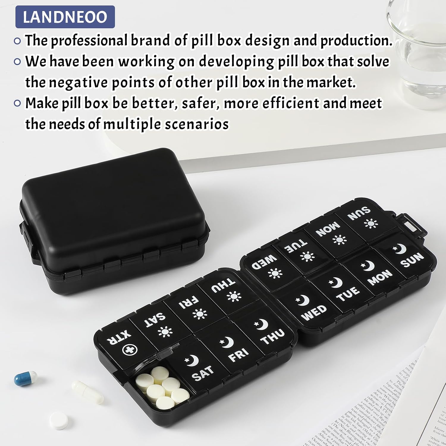 Thumbnail 6 de Foldable Weekly Pill Organizer 7-Day, 2x Daily ๐