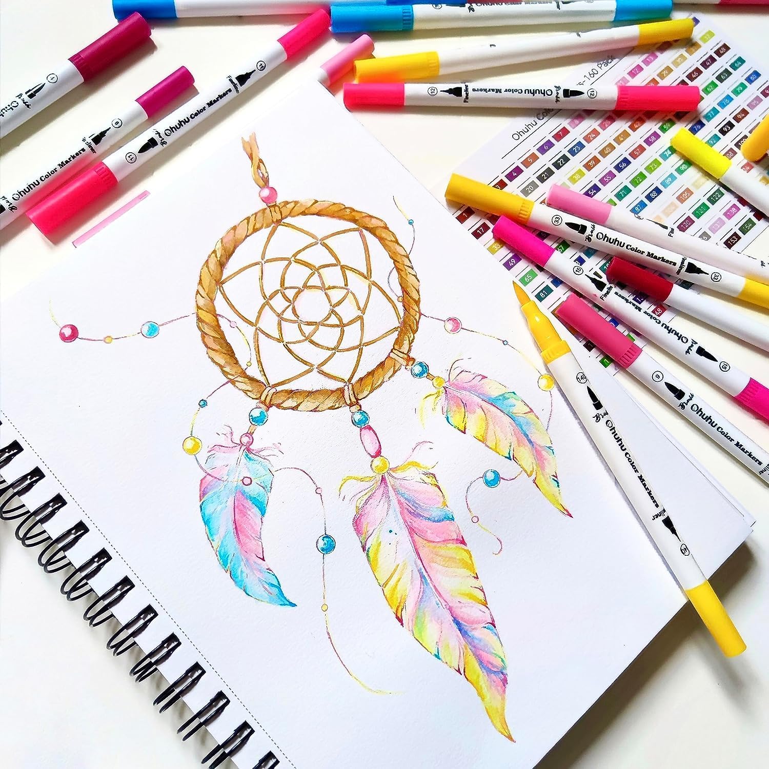Detalle 2 de Ohuhu 36 Colours Dual Tips Colouring Pens (Maui Series) with Brush Tip & Fineliner